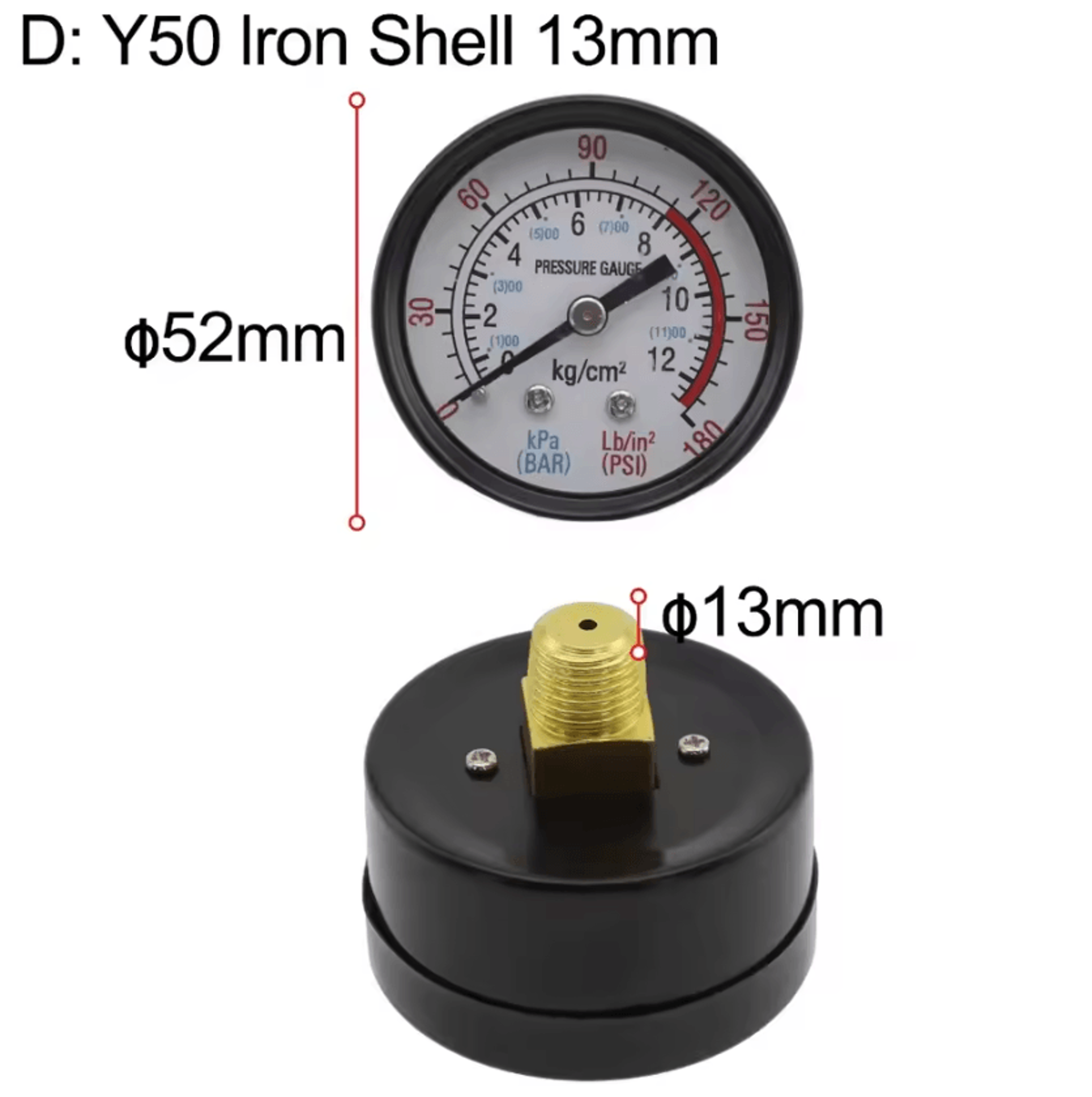 Y40 Y50 Air Compressor Pressure Gauge 0180 PSI 5