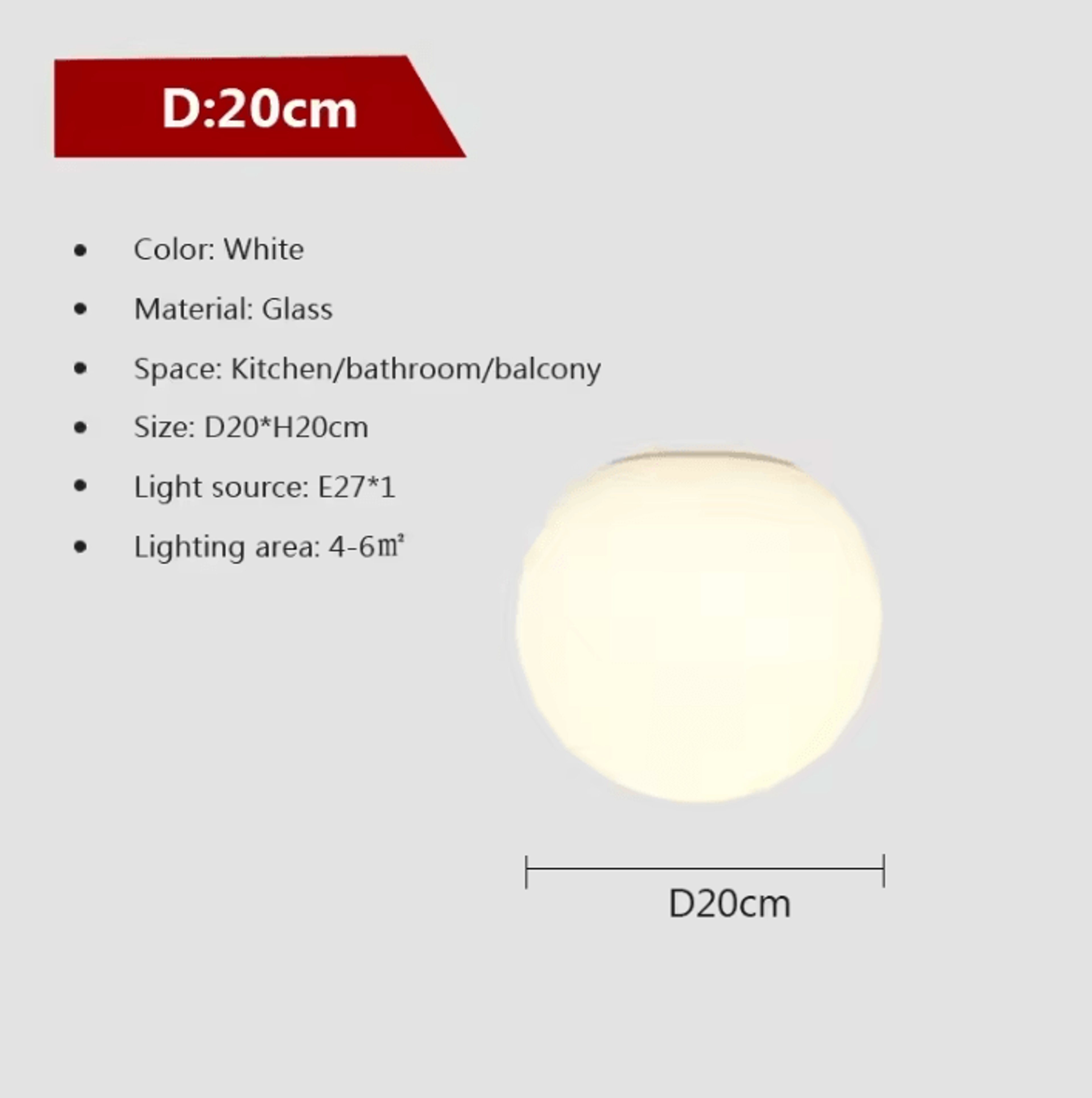 Nordic Milk White Glass Globe LED Wall Light 8