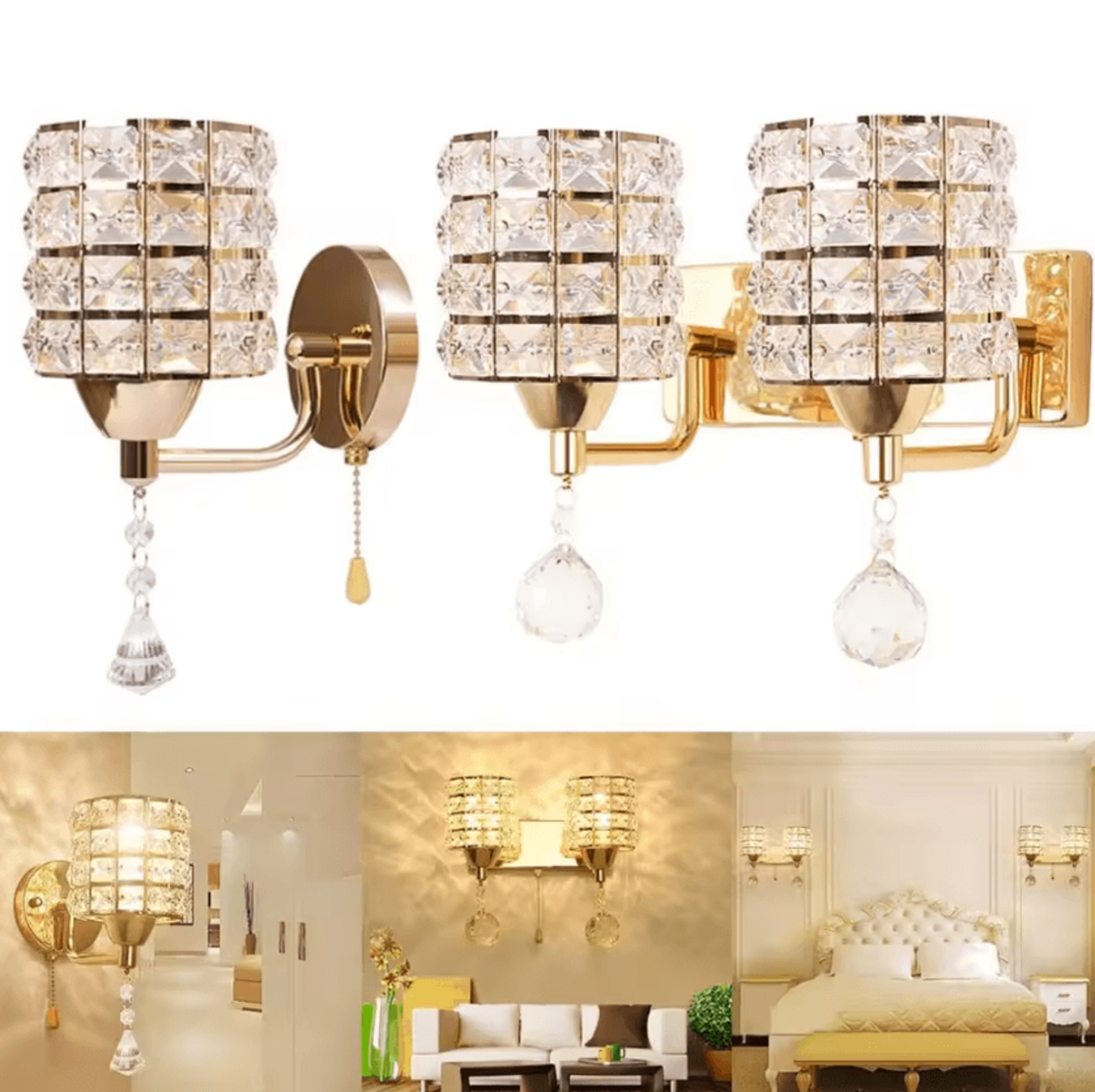 Nordic K9 Crystal Wall Lamp With Switch 2