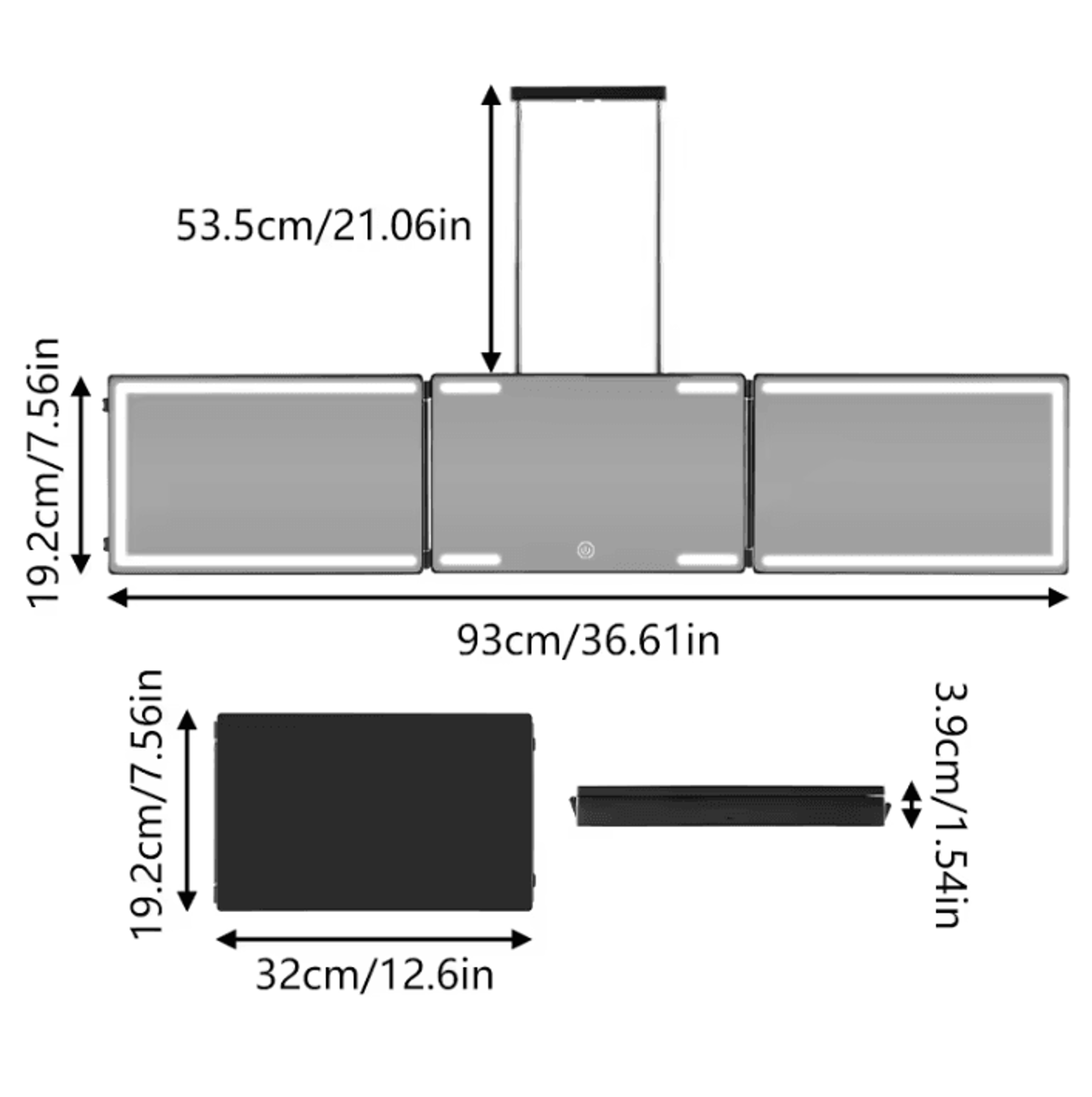 3 Way LED Hair Cutting Mirror With 360 Degree Trifold Design 3