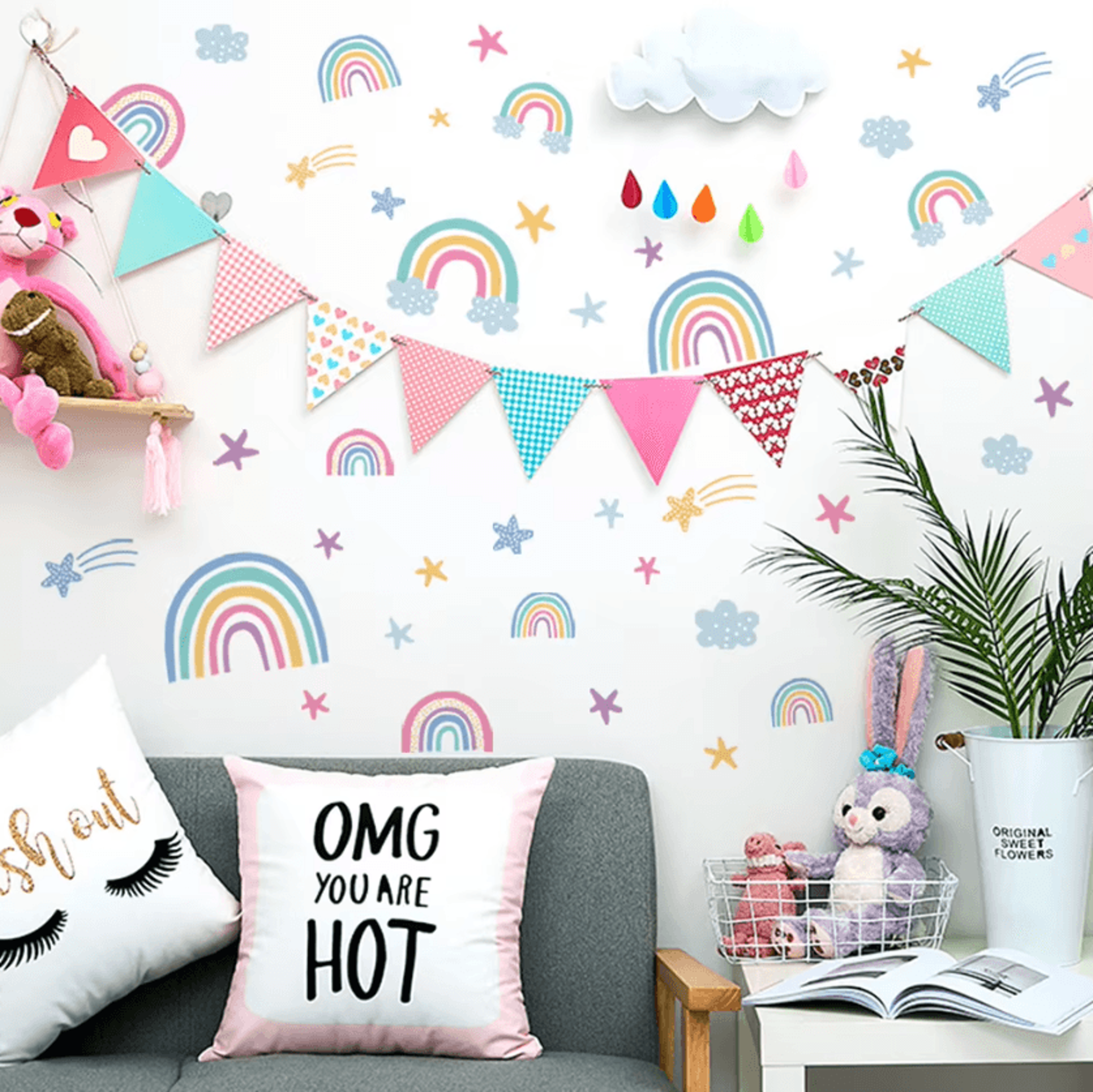 Rainbow Cloud And Stars Glow In The Dark Wall Stickers 4