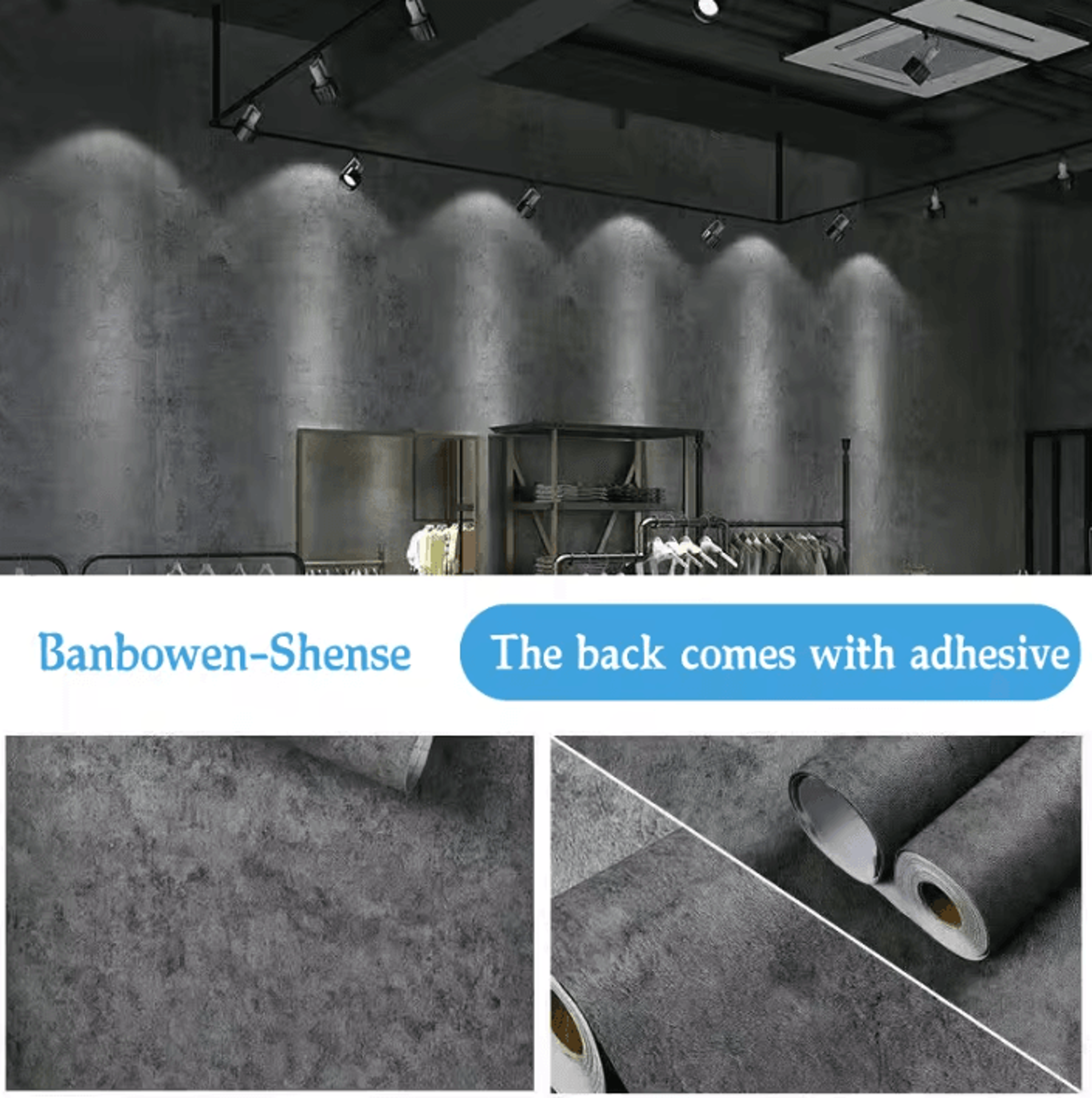 Dark Gray Industrial Peel And Stick Waterproof Wallpaper 7