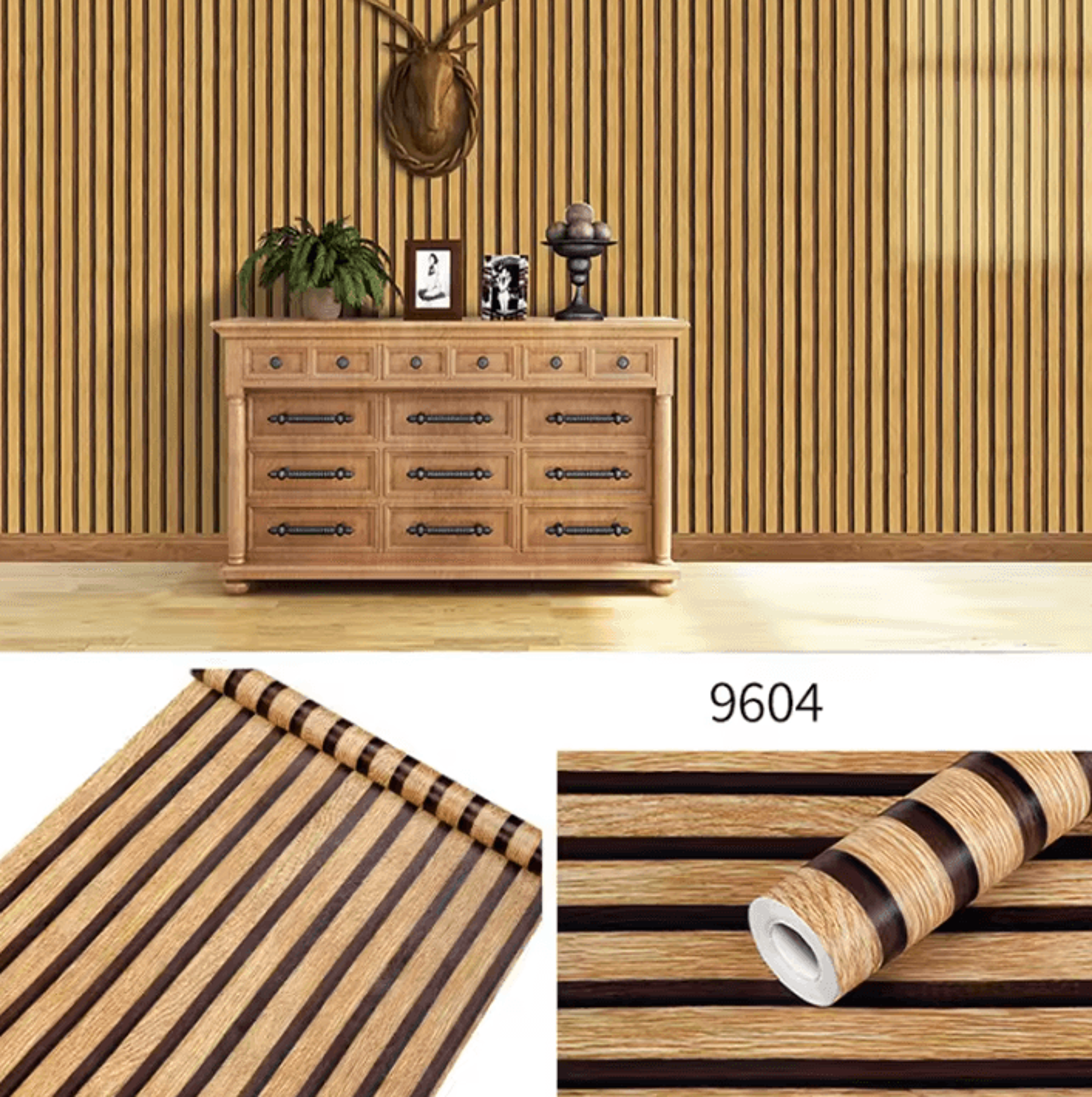45cm Striped Grille Peel And Stick Wallpaper Waterproof Wall Decor 4