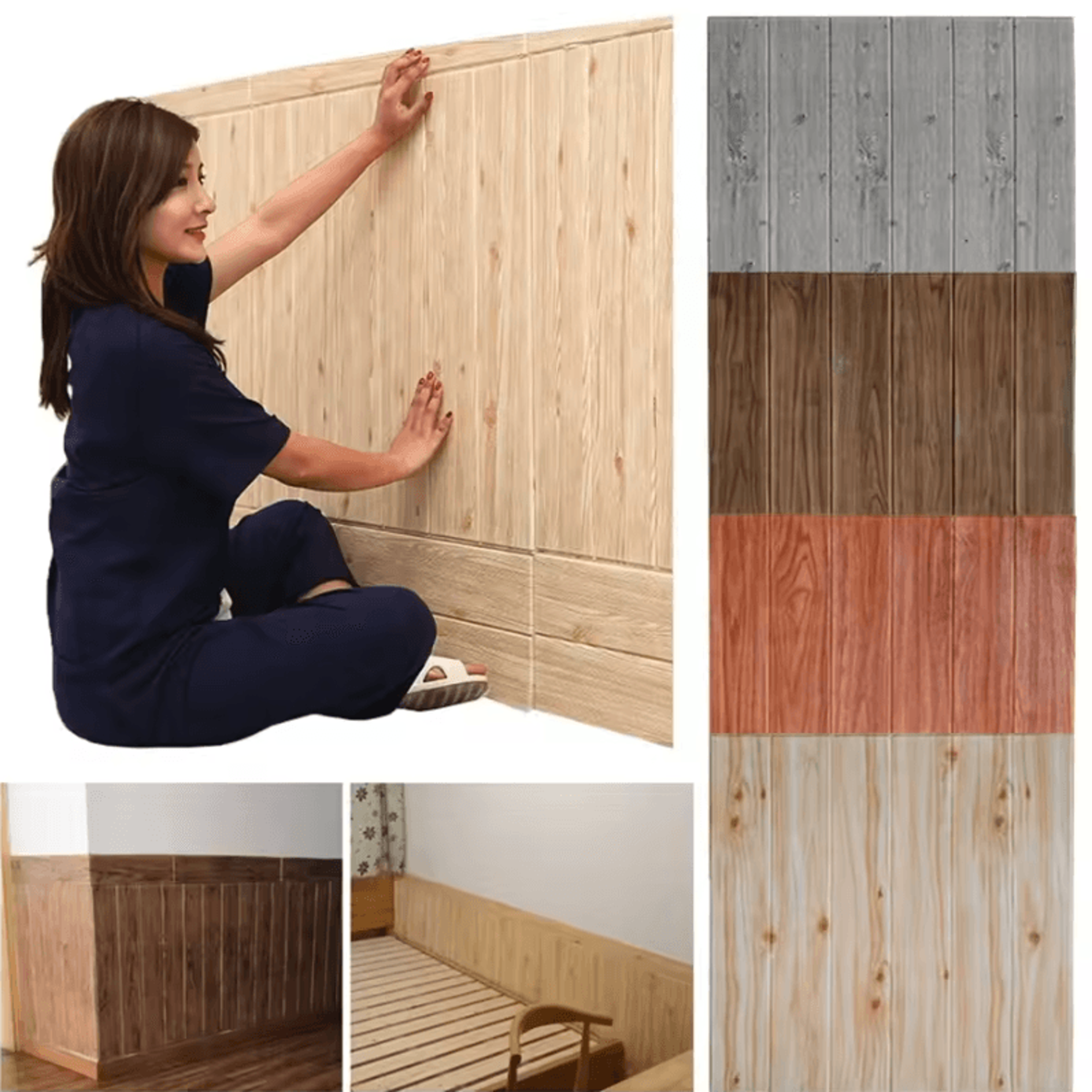 10 Piece 3D Wood Grain Peel And Stick Foam Wall Panels 1