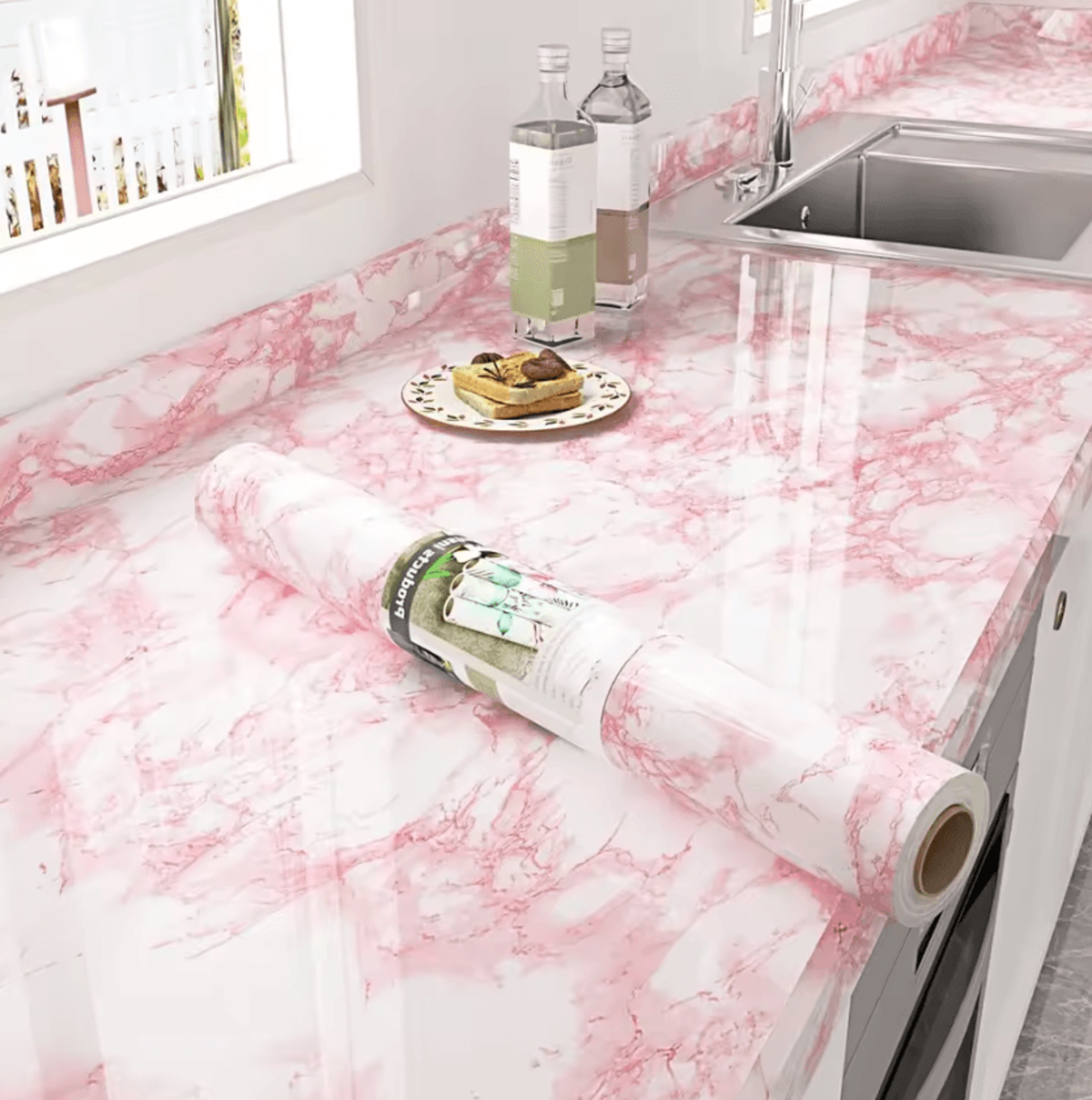 Pink Marble Peel And Stick Countertop Wallpaper 5