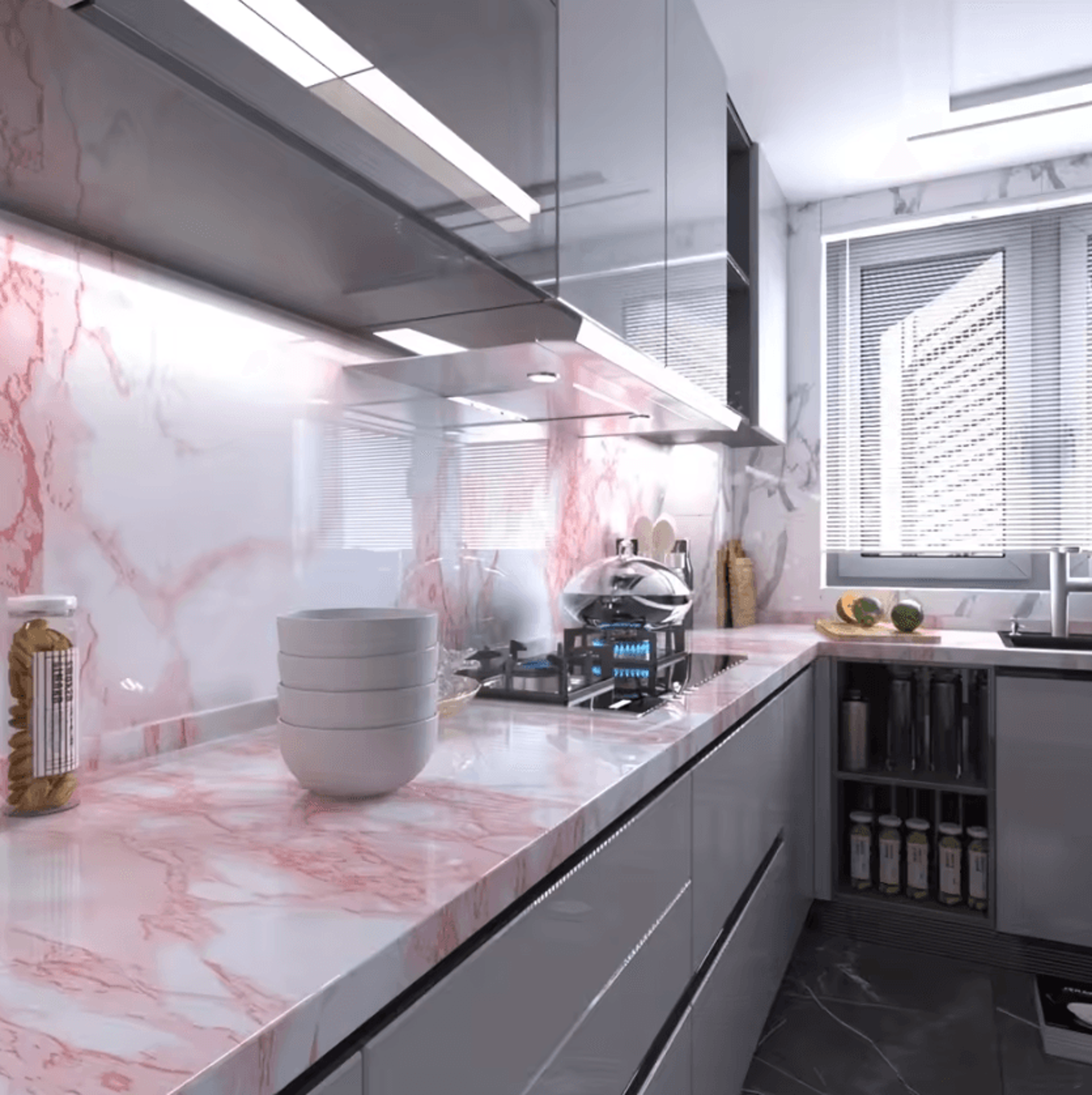 Pink Marble Self Adhesive Wall And Backsplash Covering 1