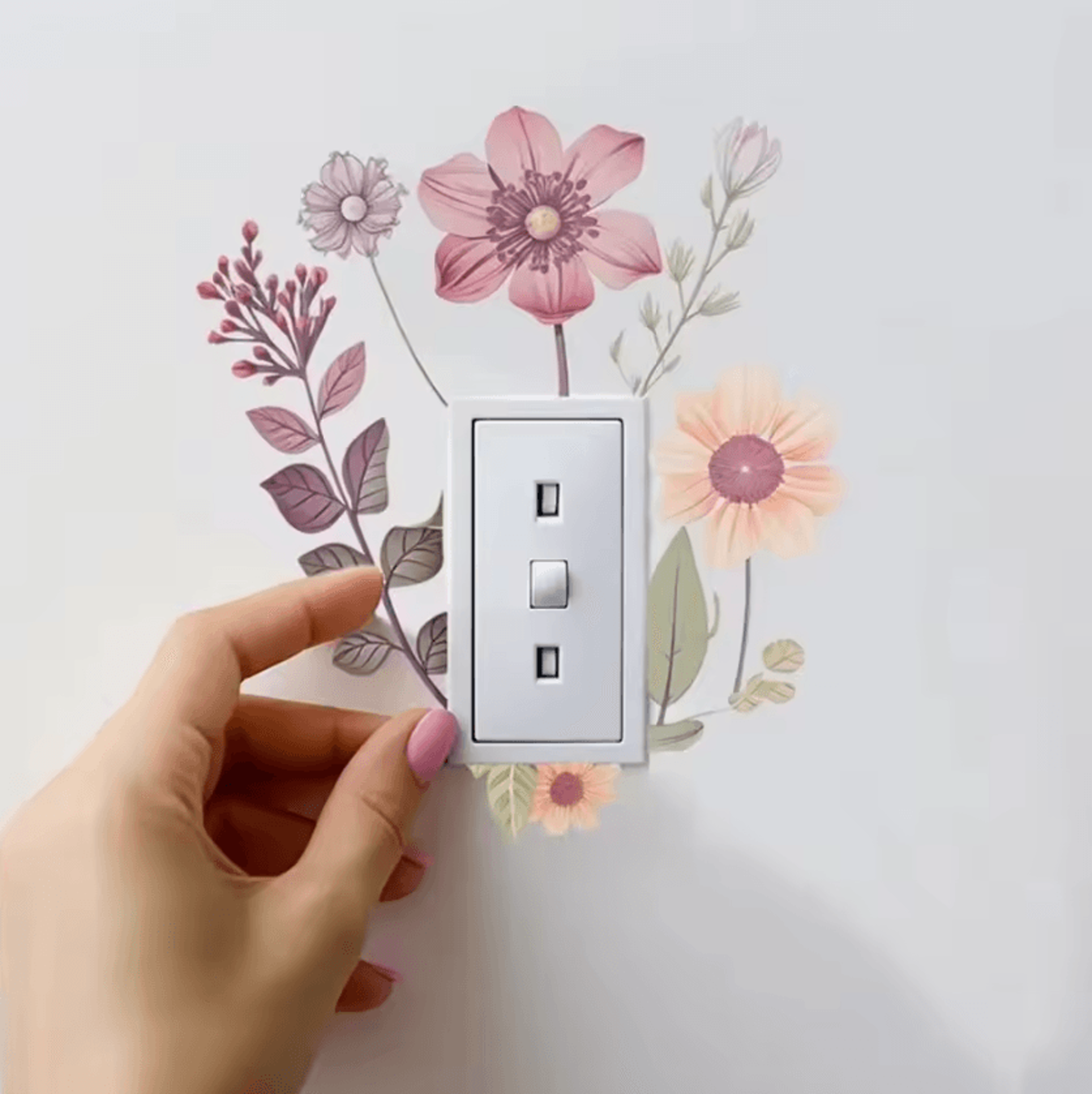Floral Peel And Stick Light Switch Wall Decal 6