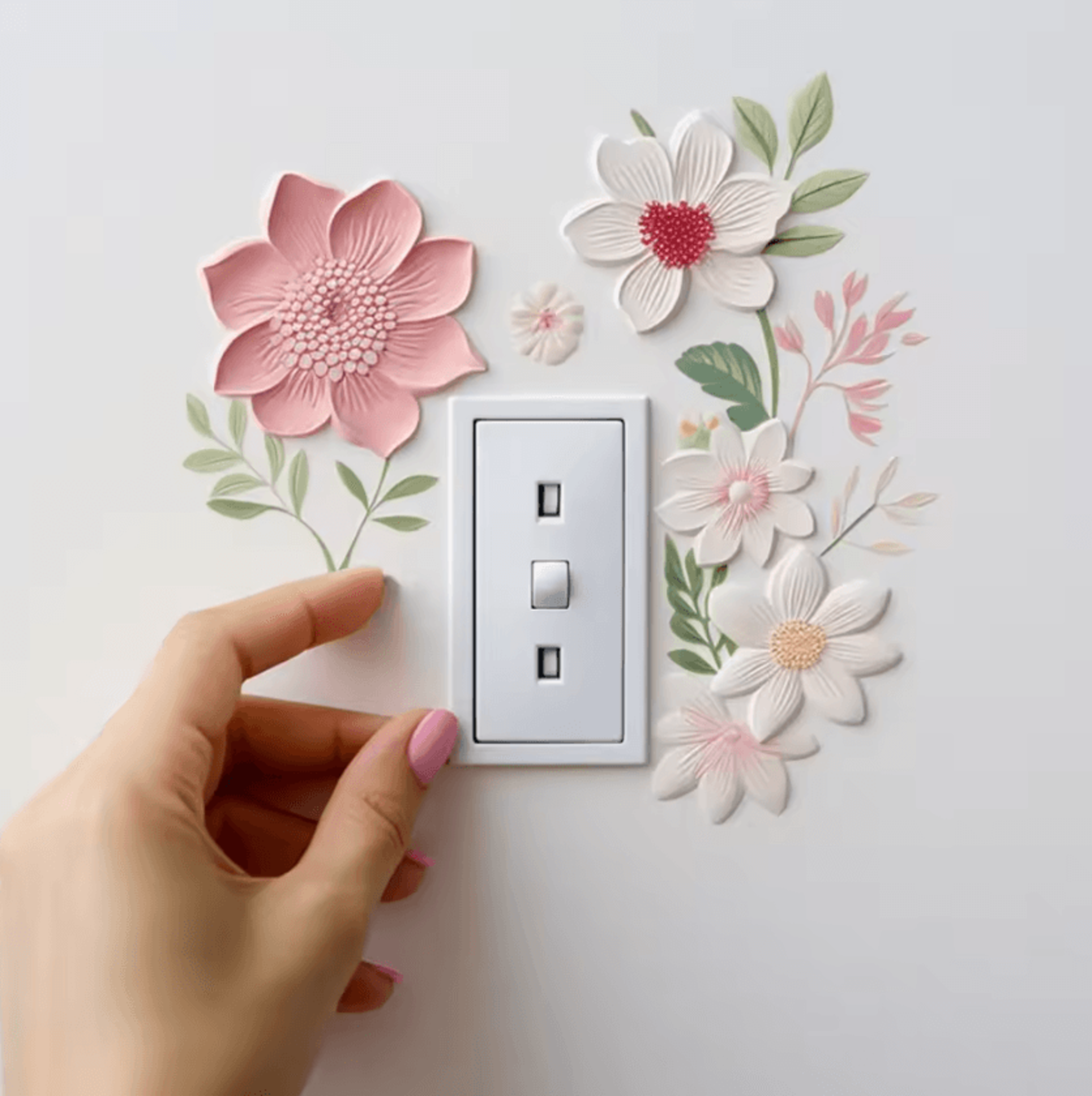Floral Peel And Stick Light Switch Wall Decal 4