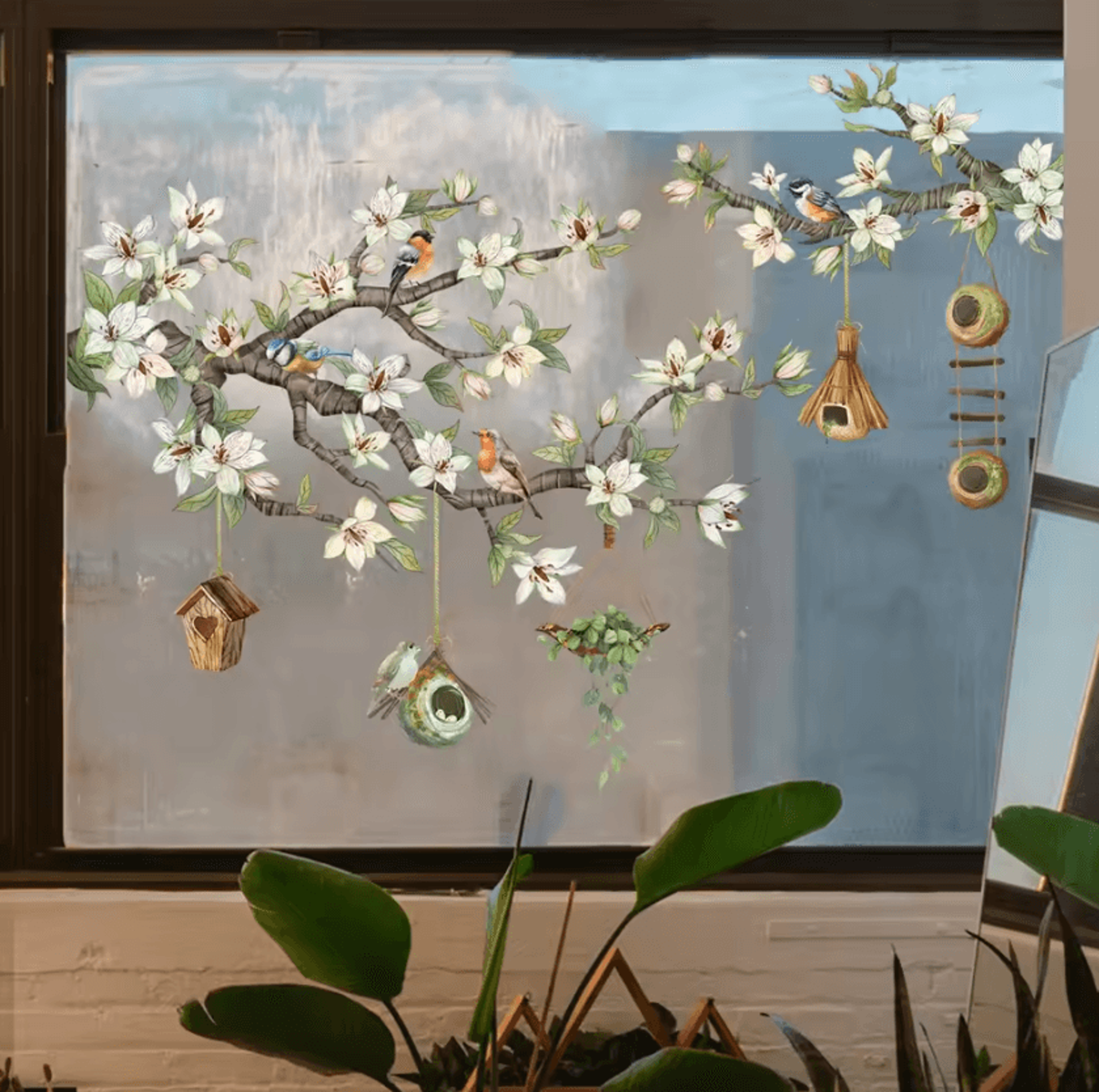 Birds On Flower Branch Peel And Stick Wall Decal 2