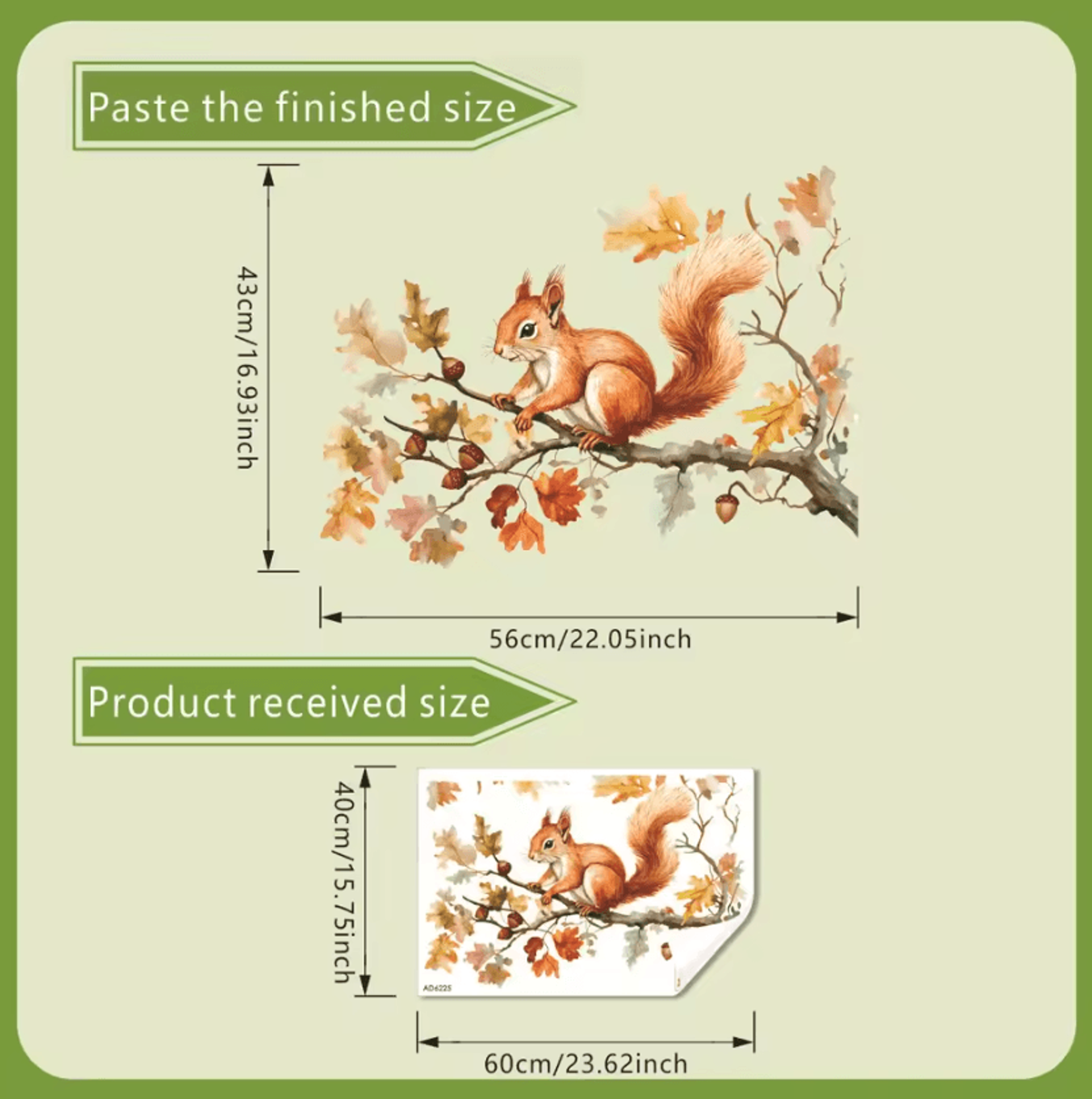 Watercolor Autumn Maple Leaves And Squirrel Wall Stickers 1