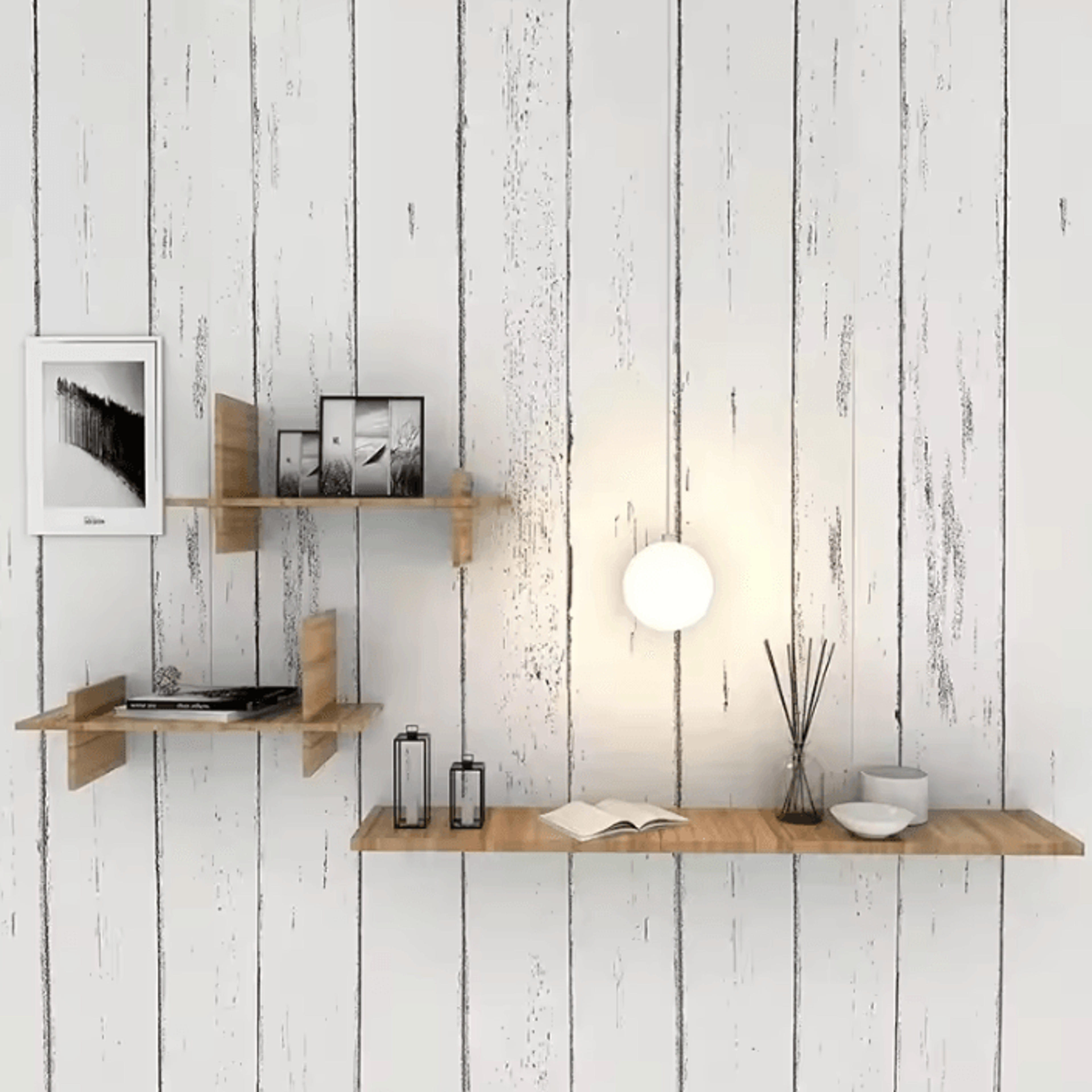 Retro White Wood Grain Peel And Stick Wallpaper 2