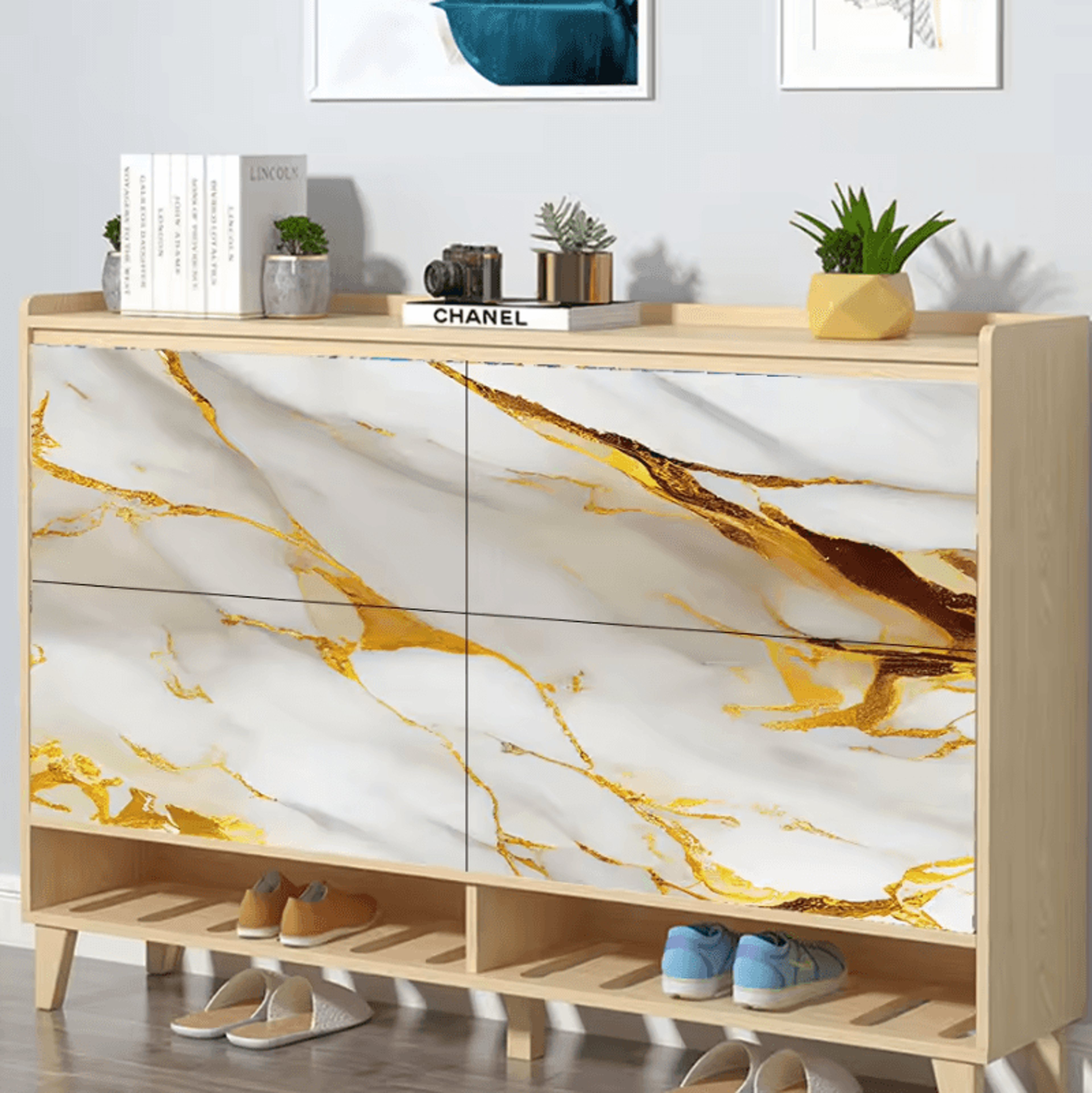 Yellow Marble Peel And Stick Kitchen Wallpaper 2