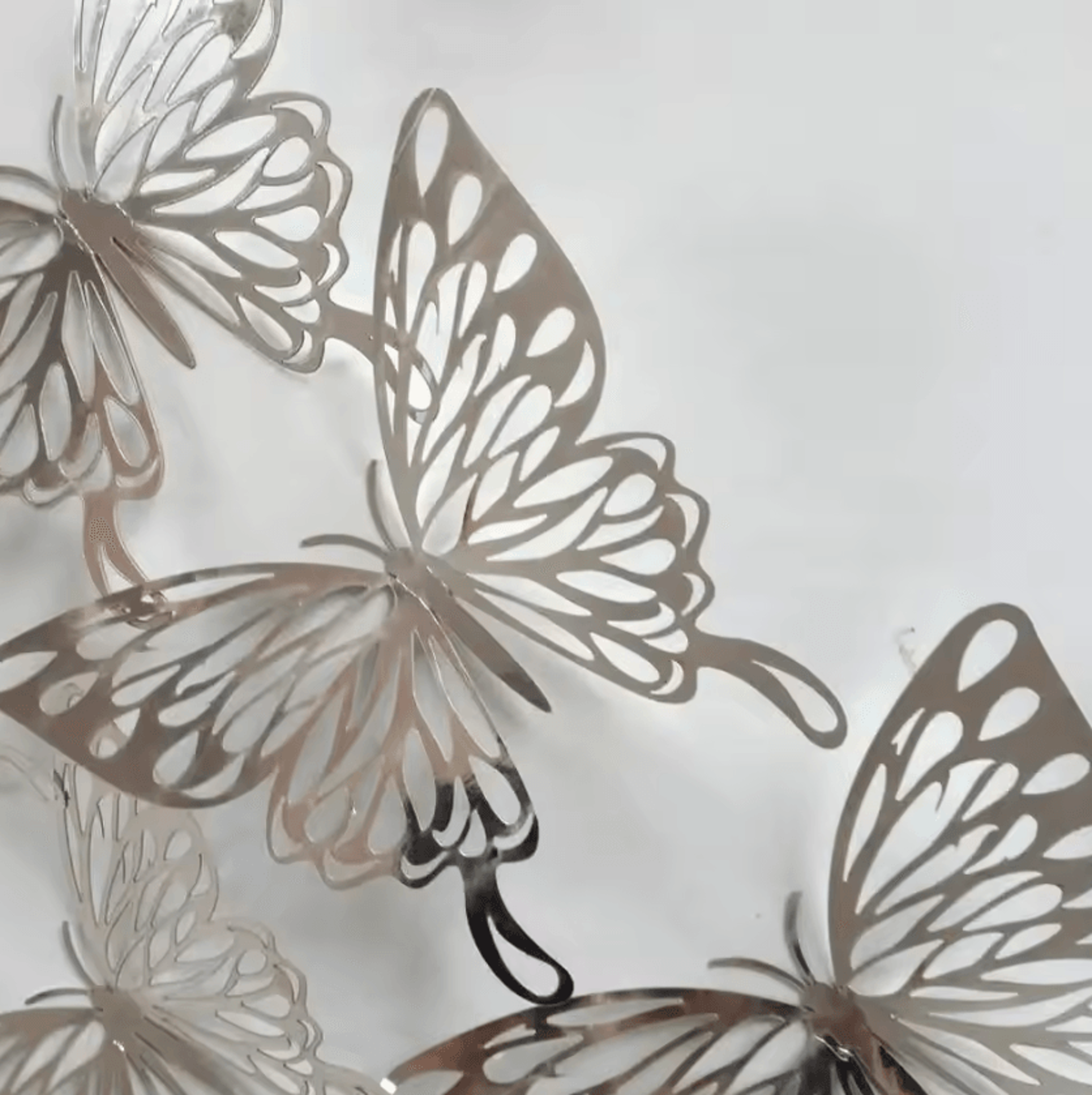 12 Piece 3D Silver Hollow Butterfly Wall Decor Set 1