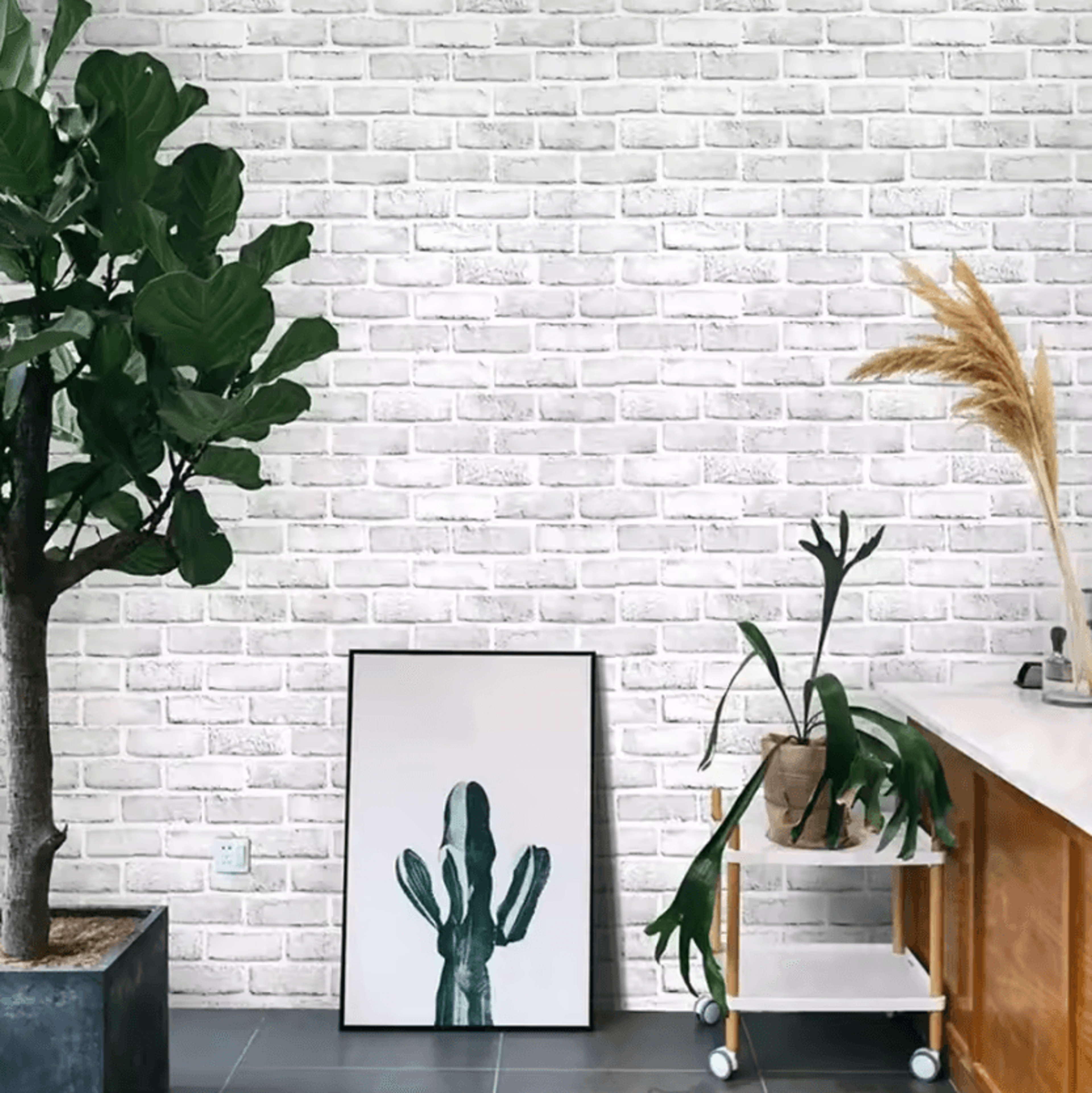 Gray White Faux Brick Peel And Stick Wallpaper 1