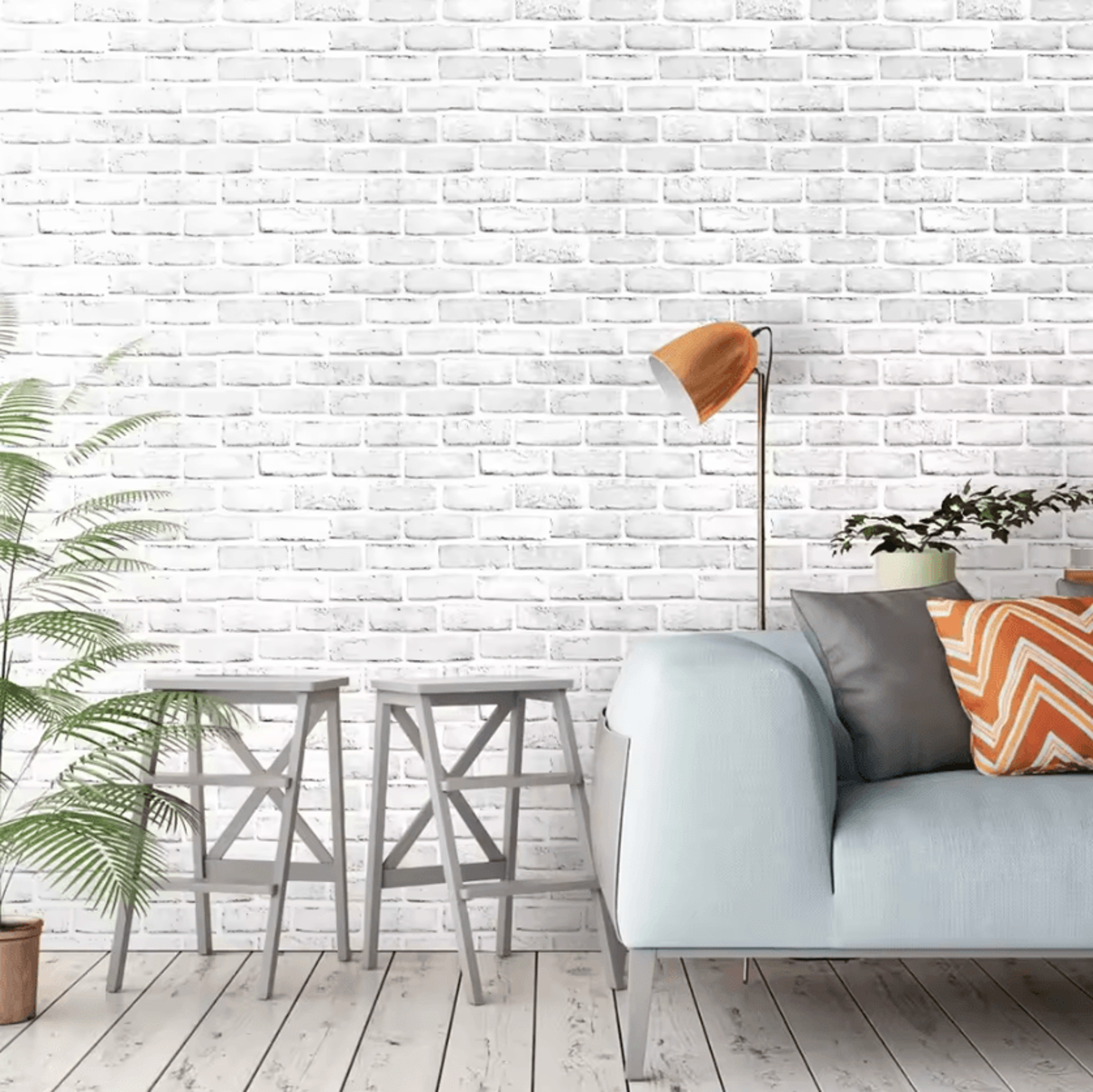 Gray White Faux Brick Peel And Stick Wallpaper 3