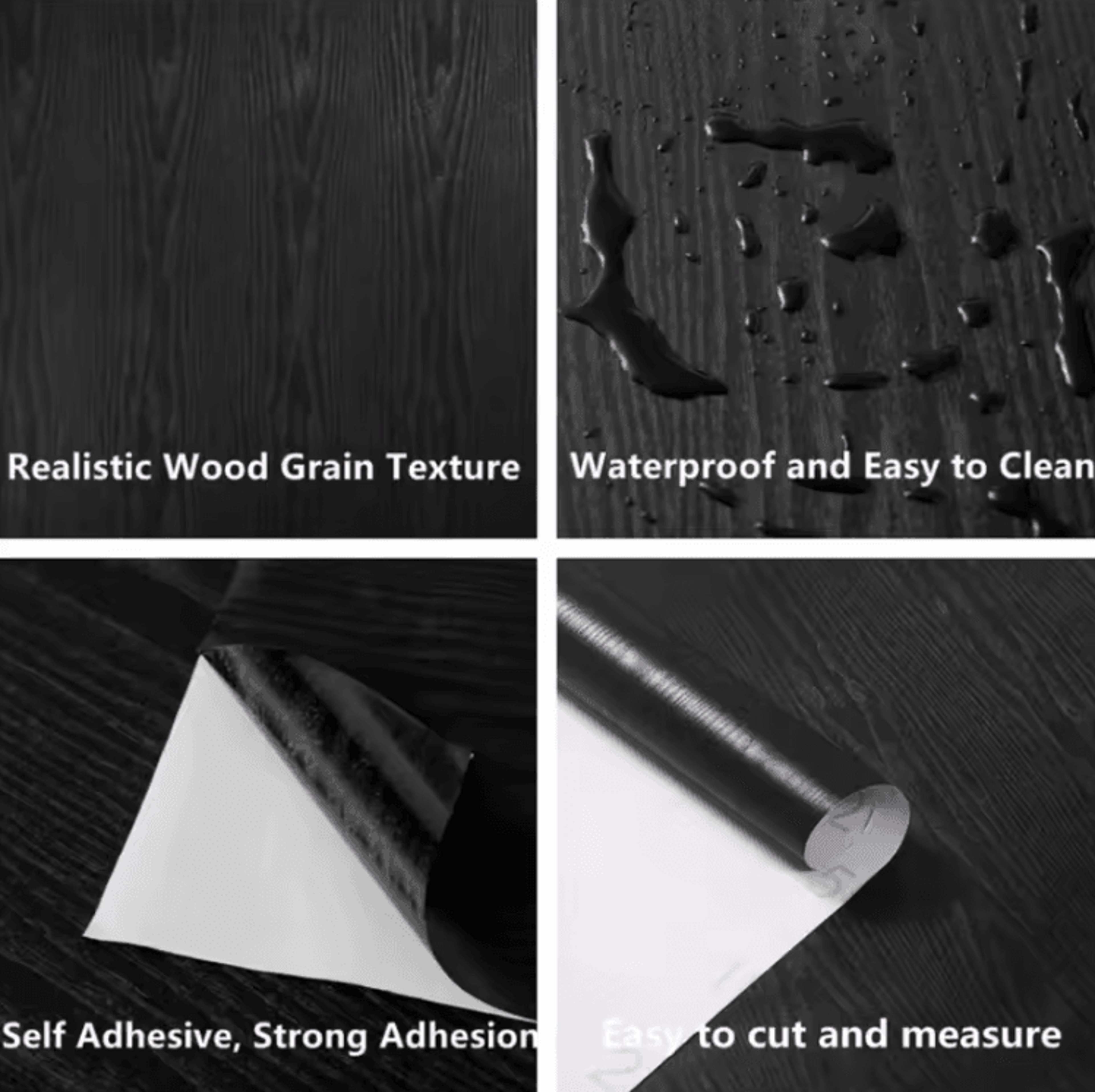 Black Wood Grain Peel And Stick Furniture Wallpaper 2