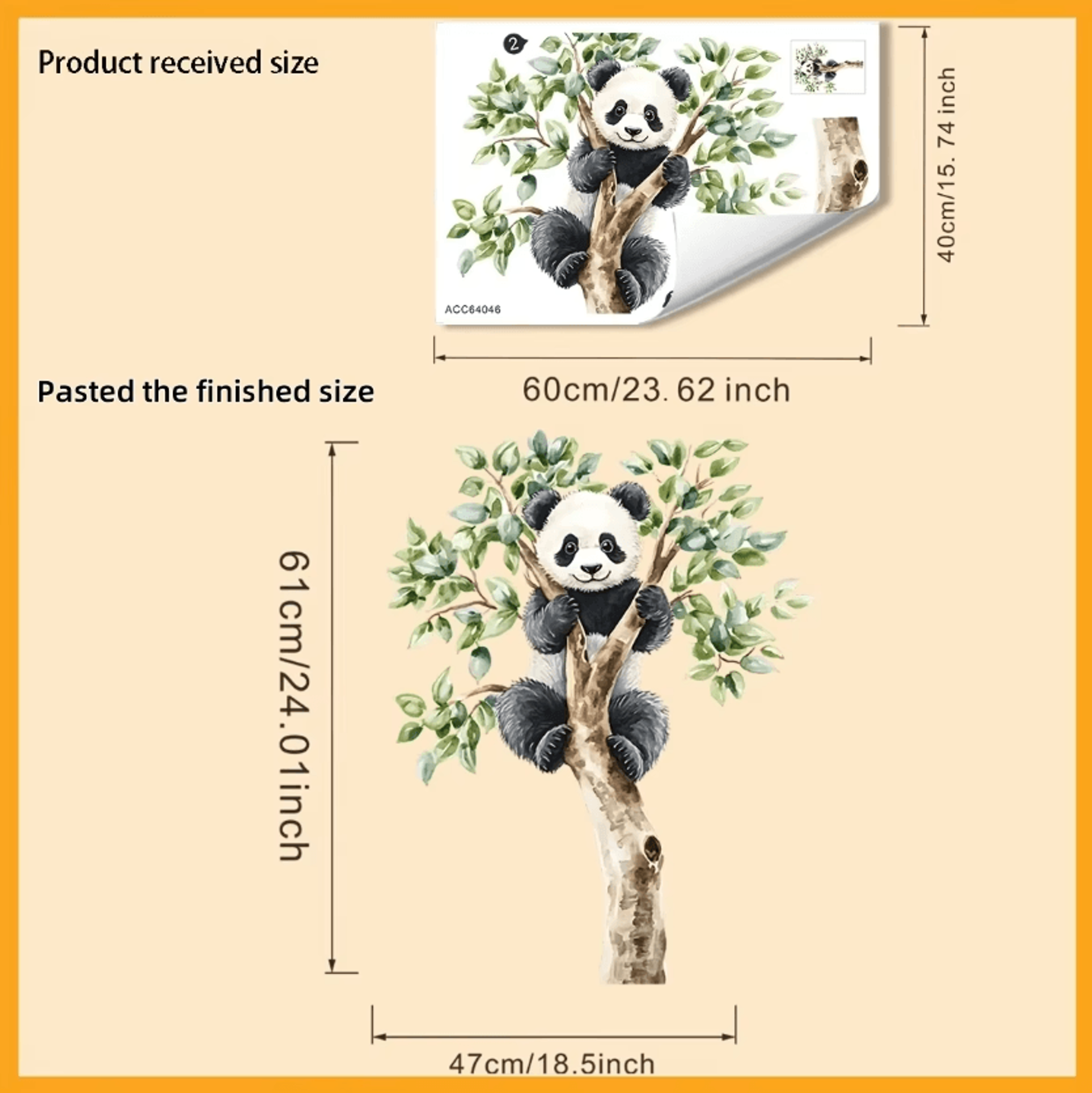 Cute Panda Climbing Tree Wall Sticker 2