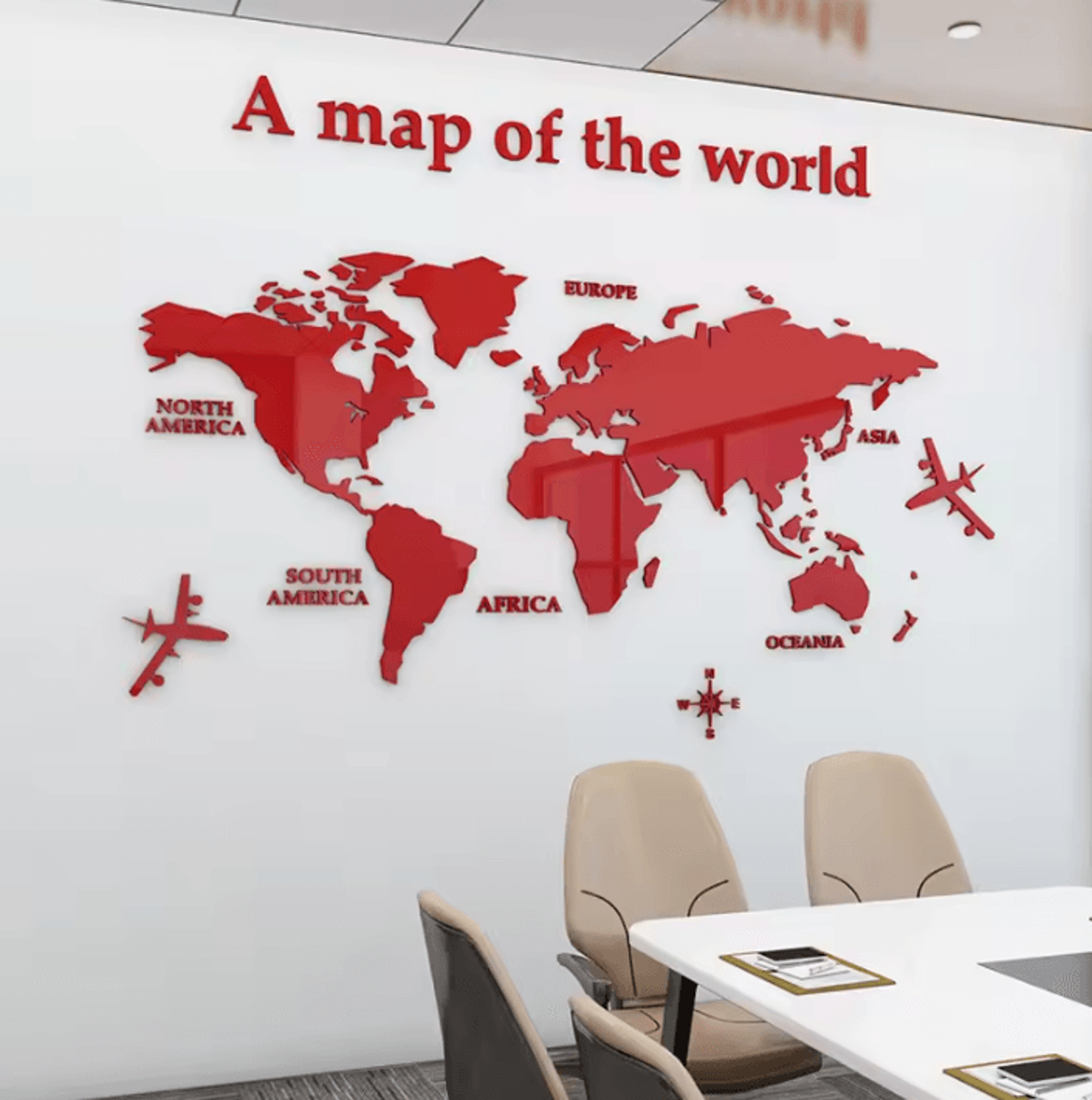 Large 3D Acrylic World Map Mirror Wall Decor 6