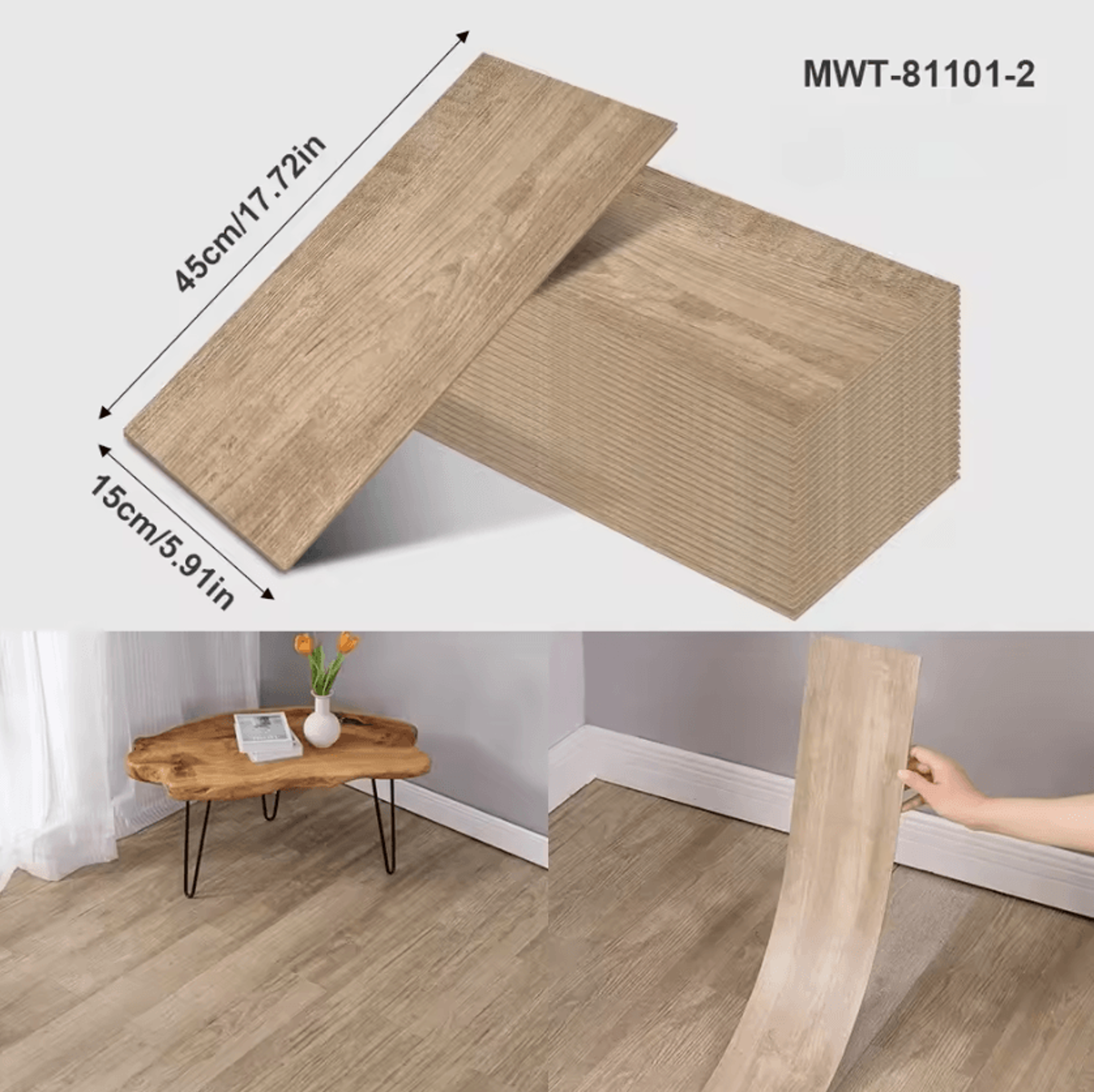 40CM Thickened Wood Grain Peel And Stick Floor Sticker 3
