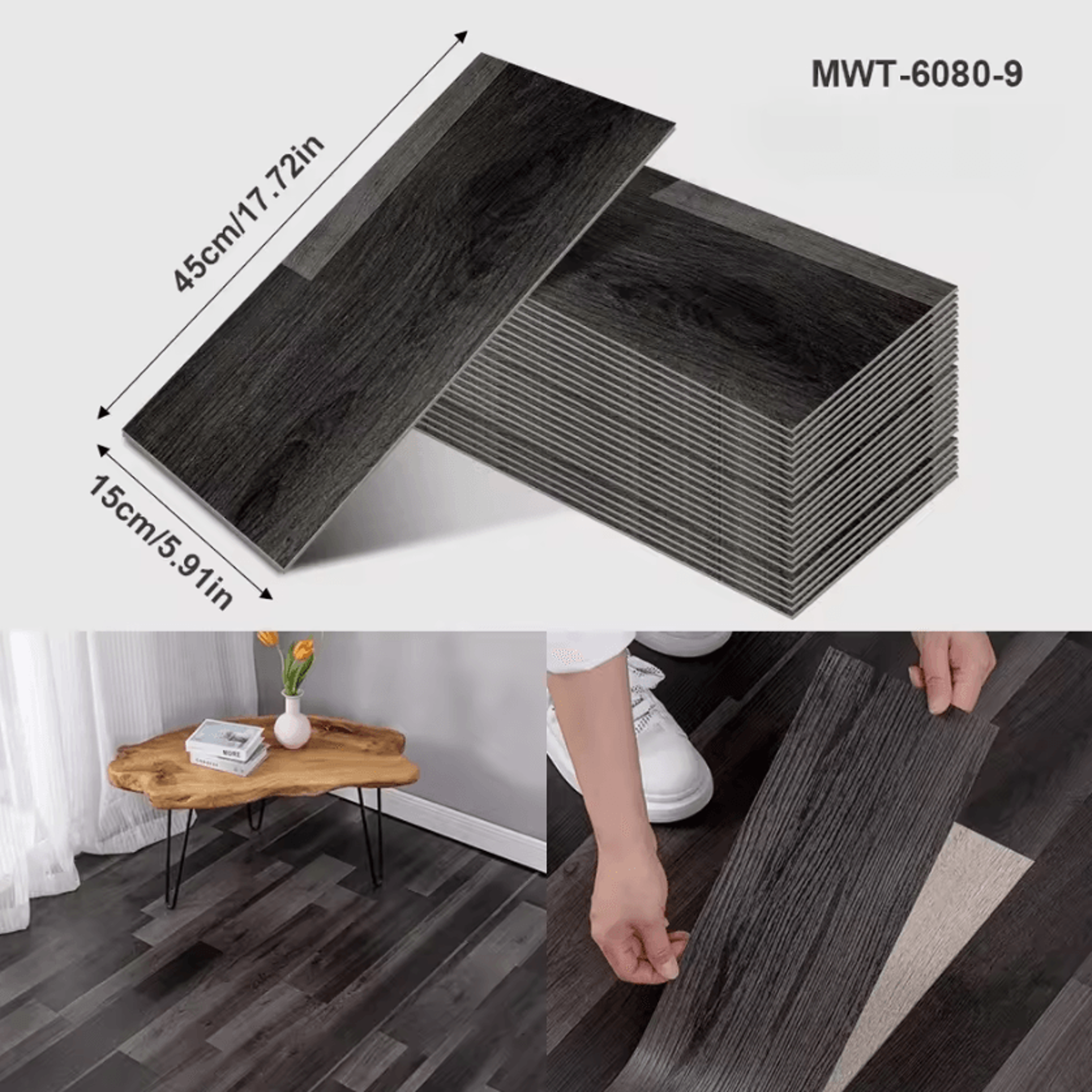 40CM Thickened Wood Grain Peel And Stick Floor Sticker 4