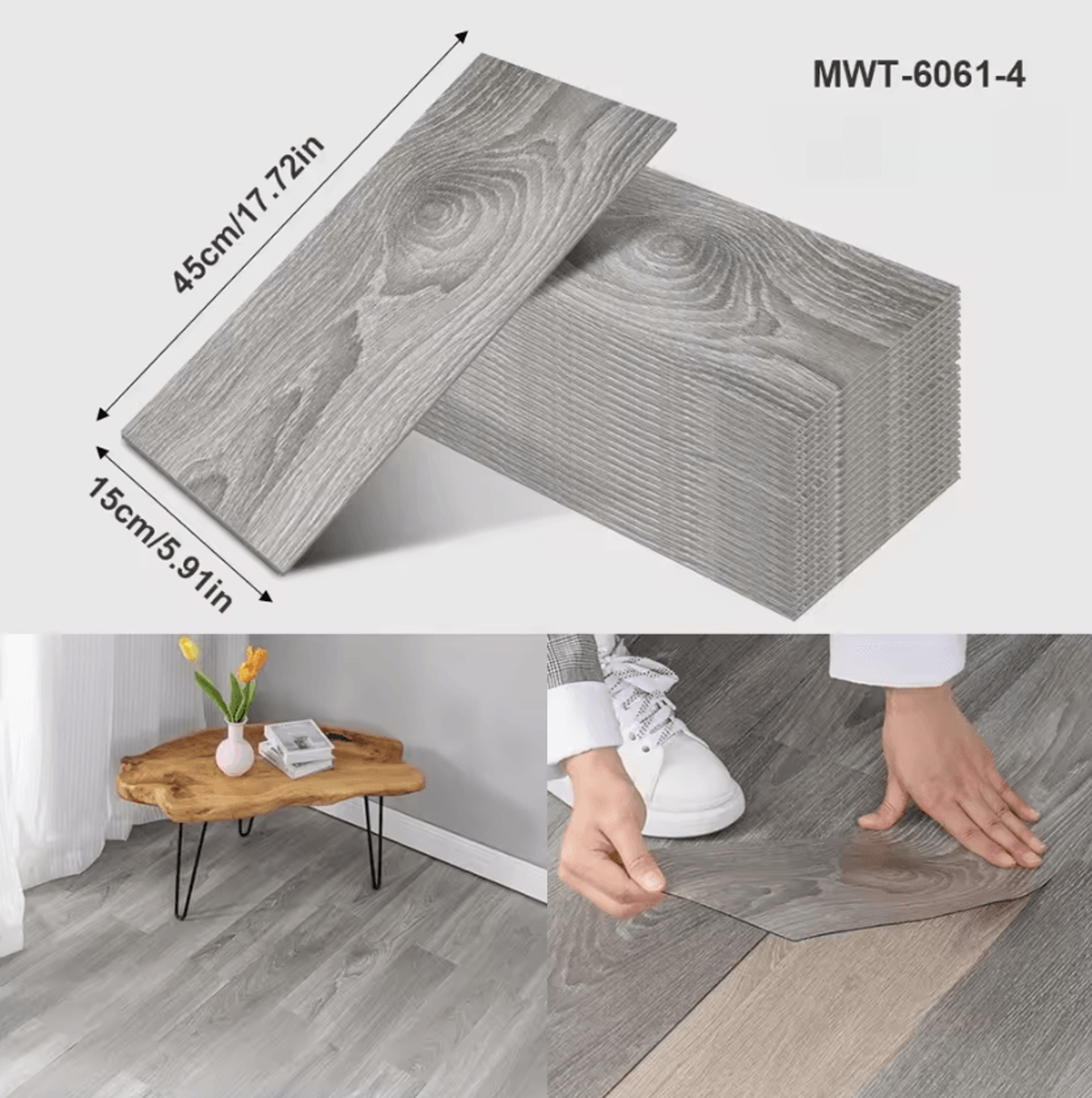 40CM Thickened Wood Grain Peel And Stick Floor Sticker 6