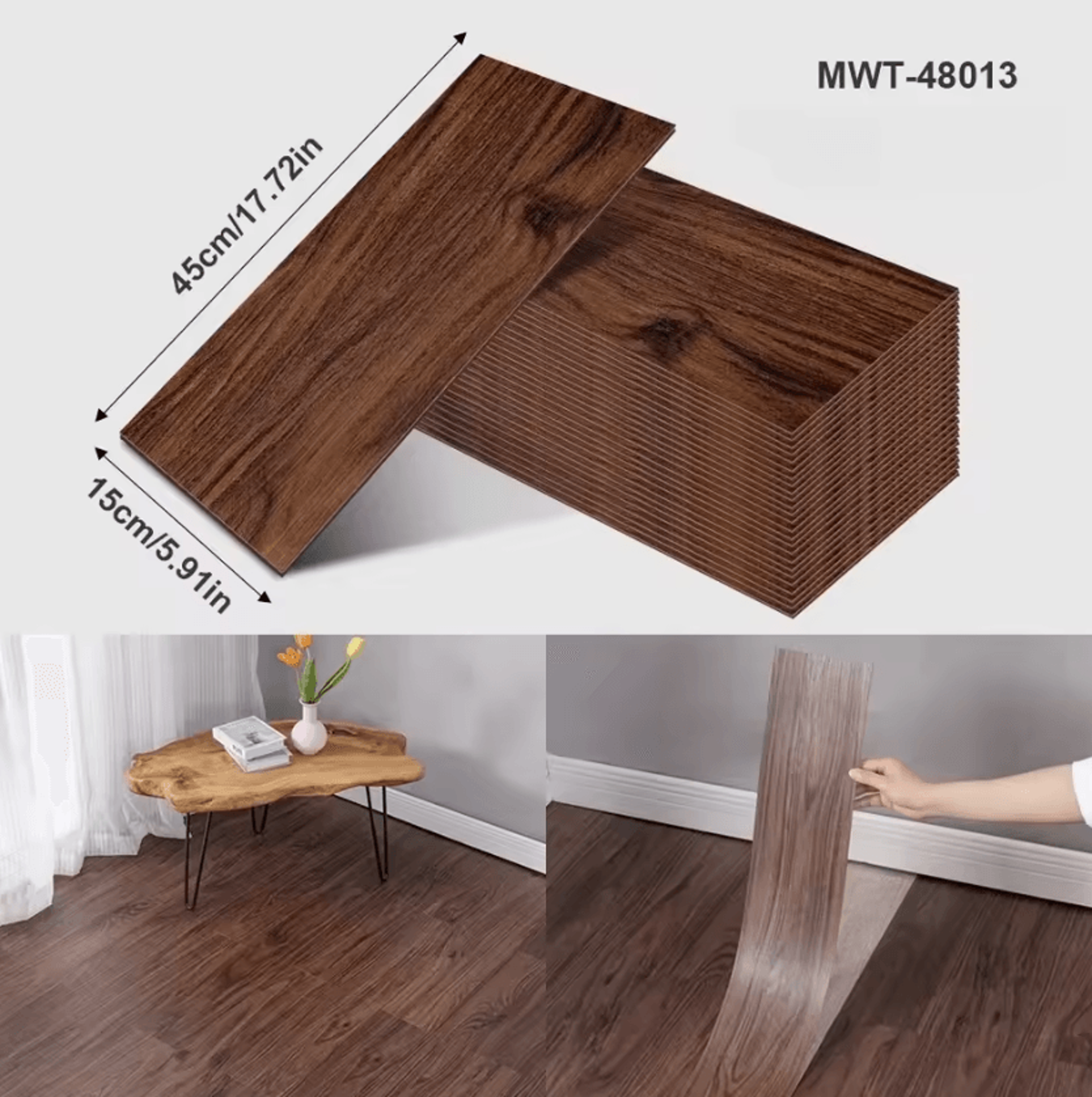 40CM Thickened Wood Grain Peel And Stick Floor Sticker 11