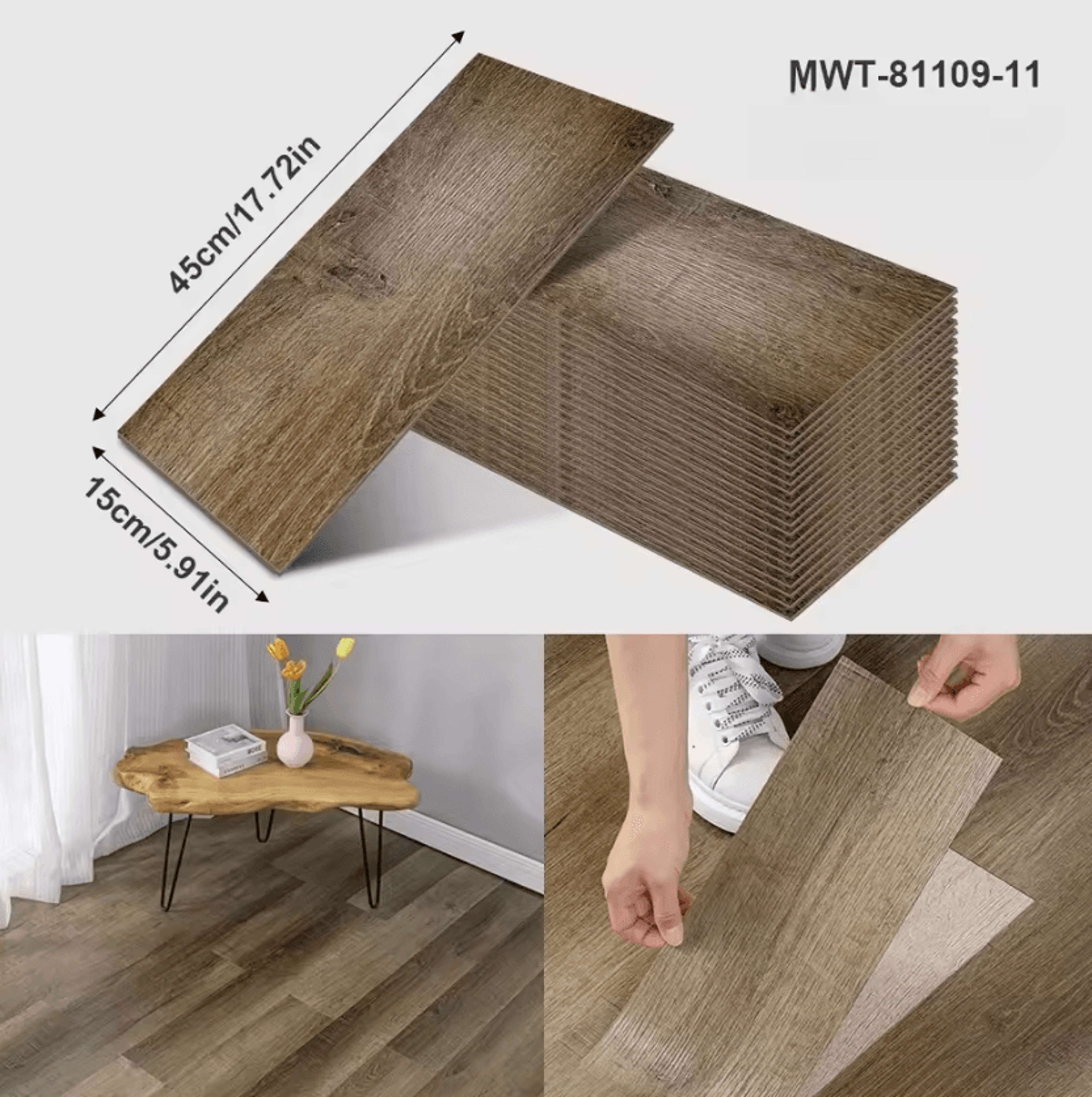 40CM Thickened Wood Grain Peel And Stick Floor Sticker 17
