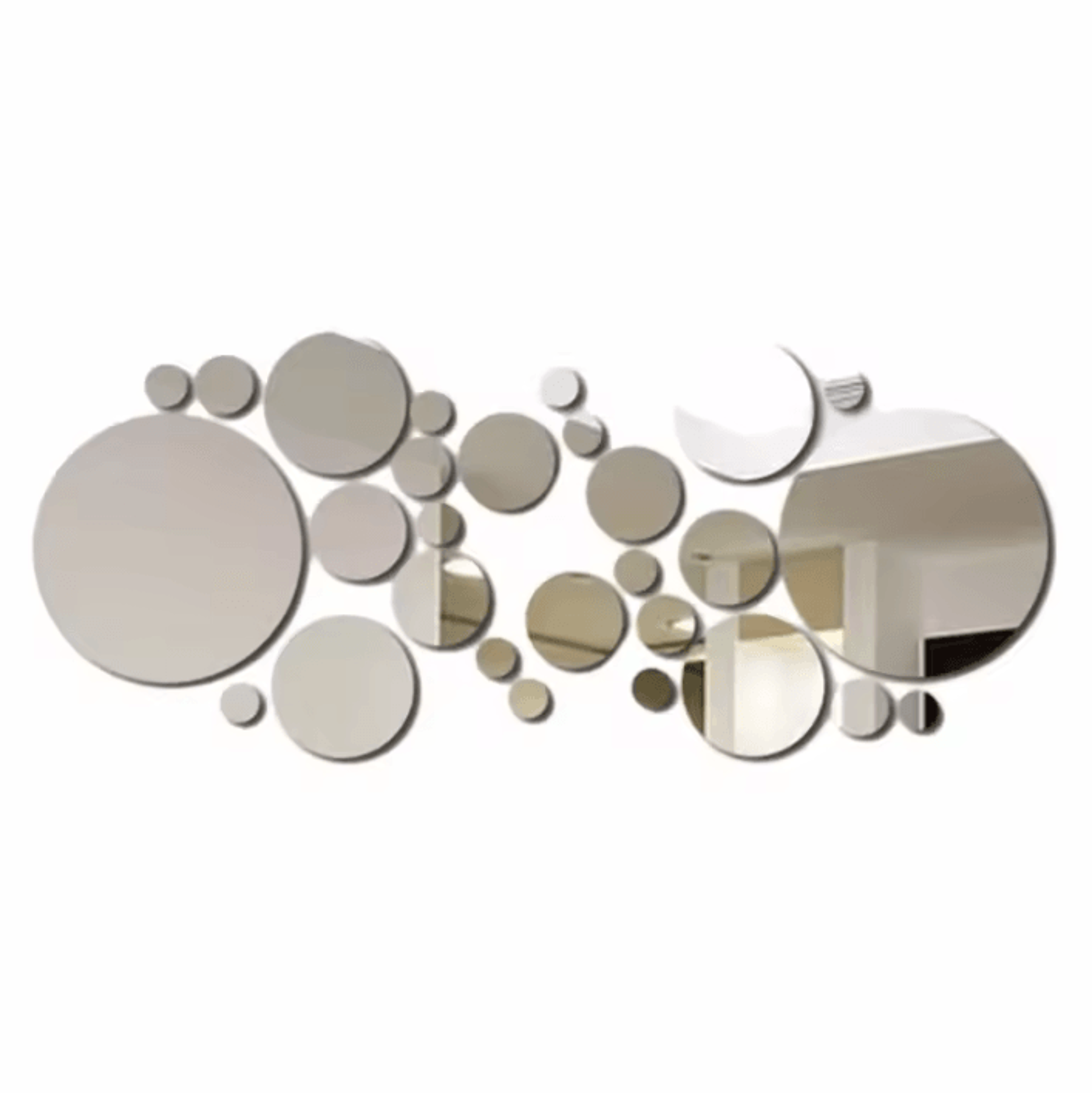 26 Piece Round Acrylic Mirror Wall Sticker Set 2