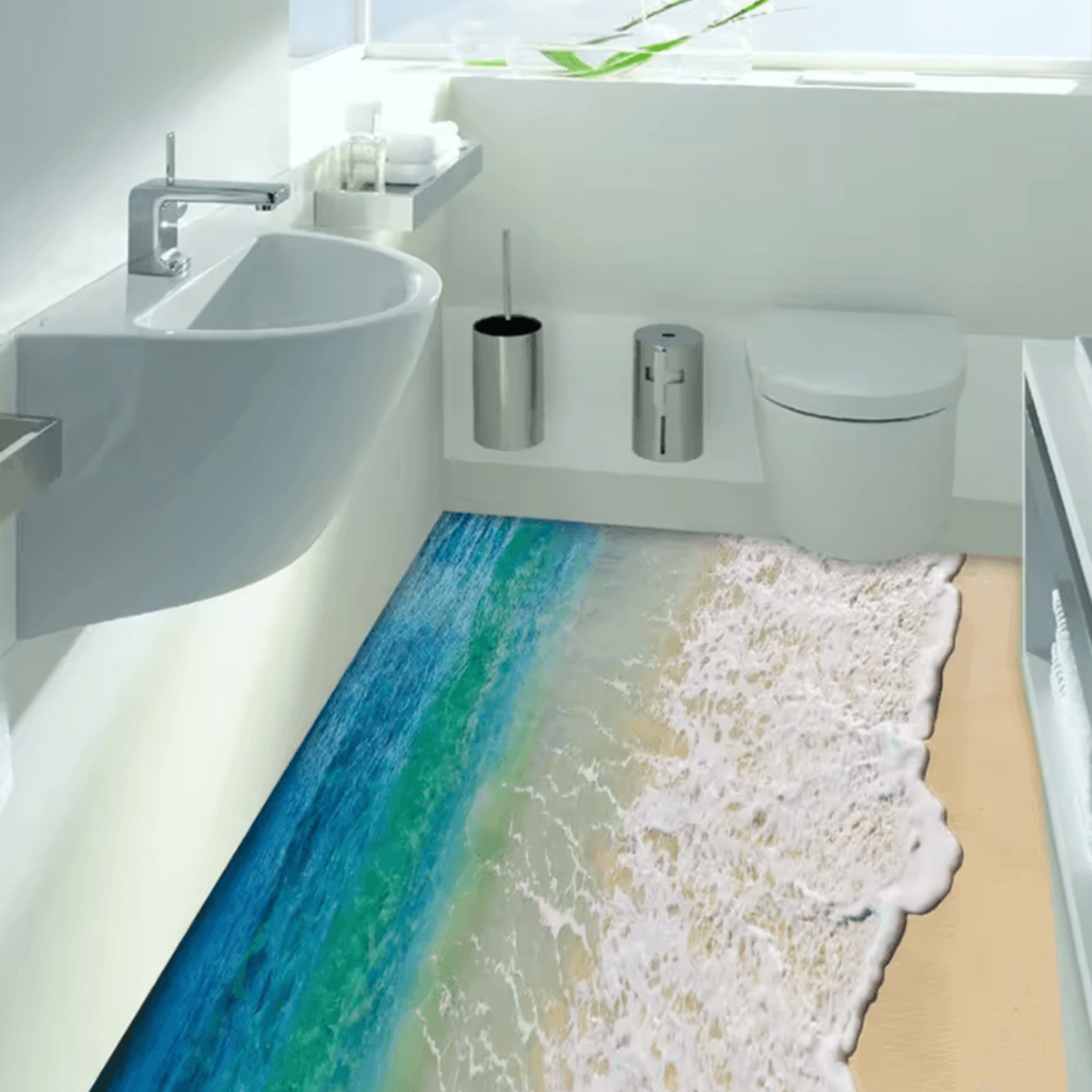 3D Beach Ocean Peel And Stick Floor Sticker 1