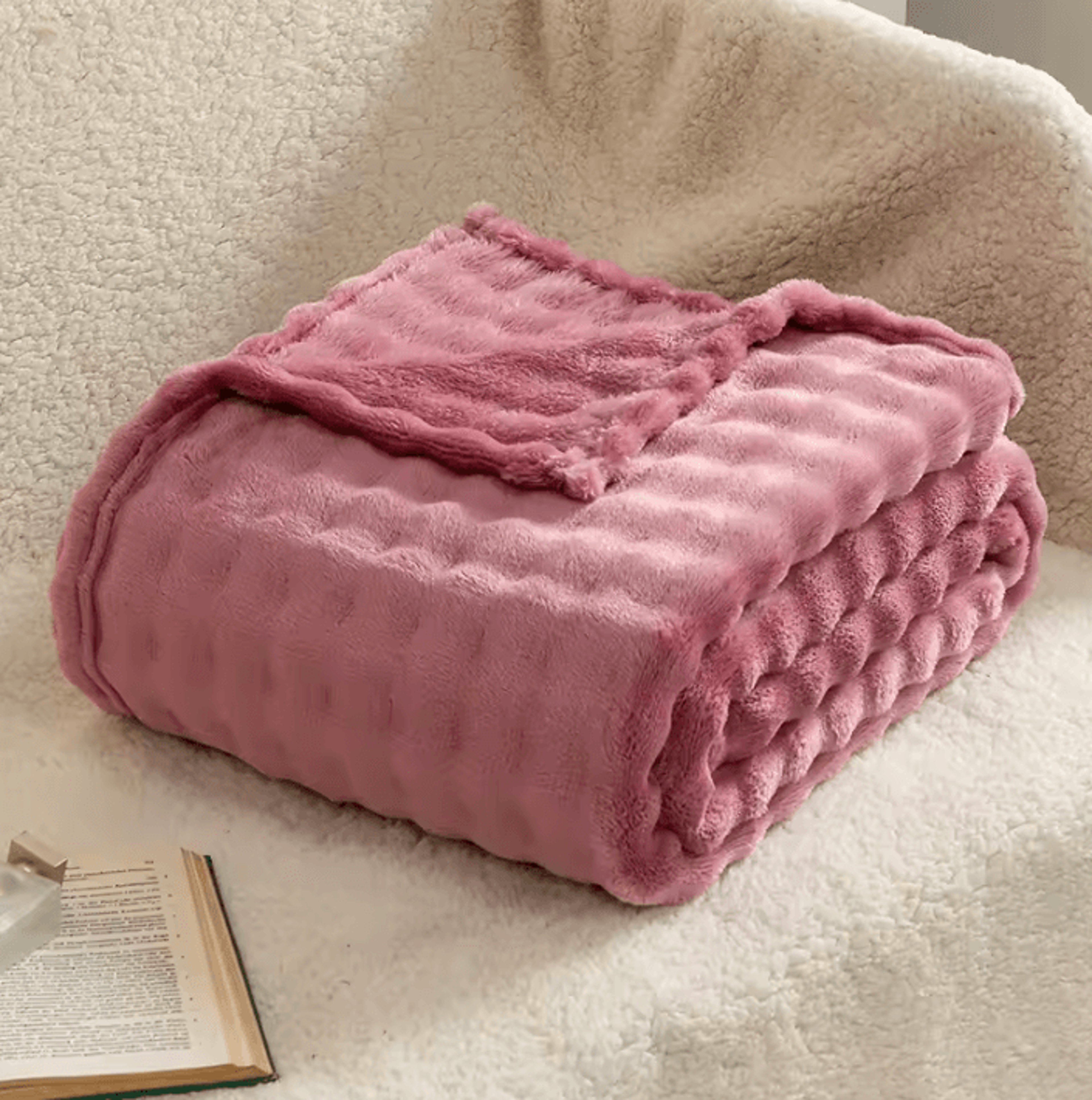 Sage Green Fleece Bubble Throw Blanket 11
