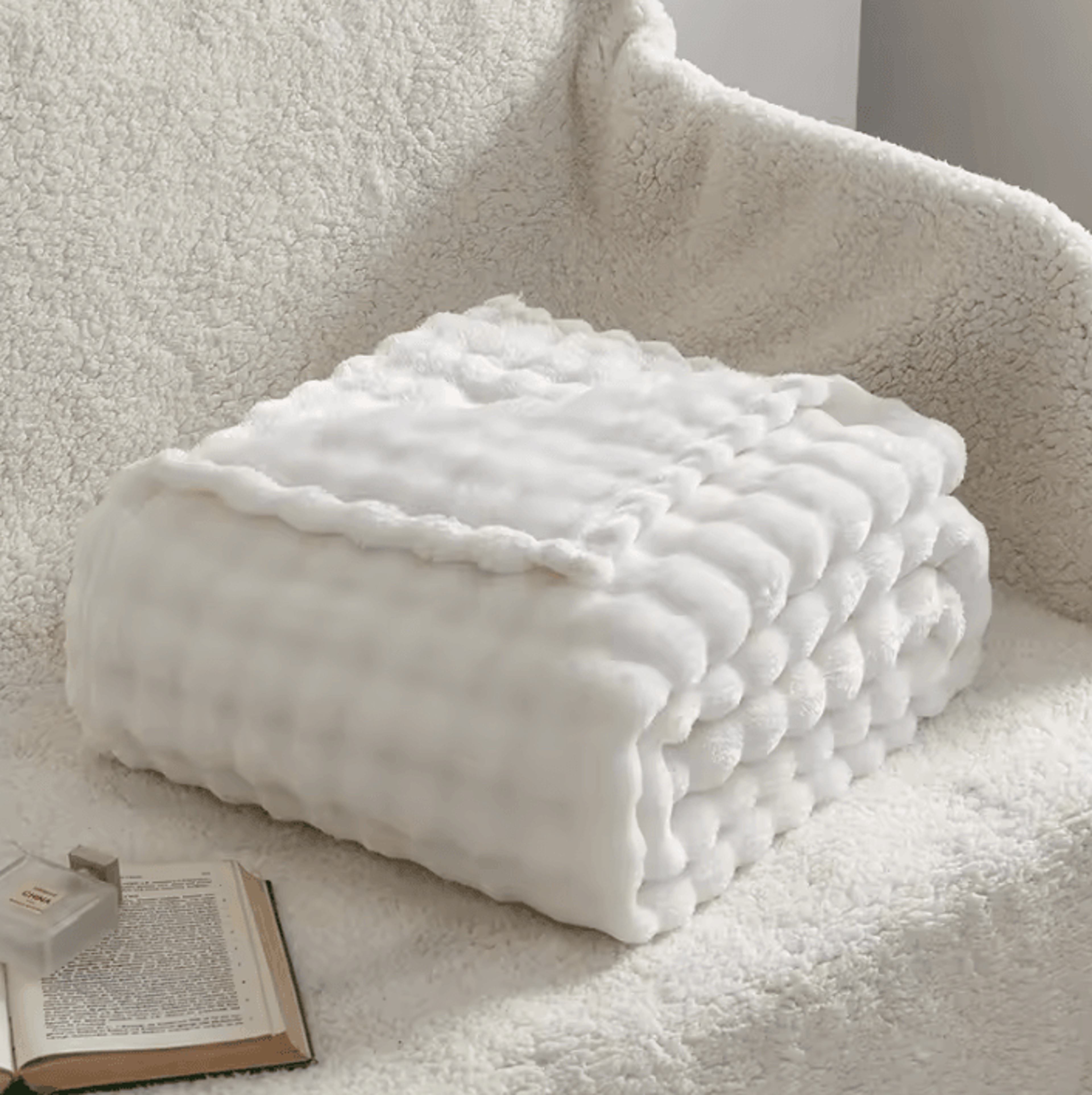 Sage Green Fleece Bubble Throw Blanket 4