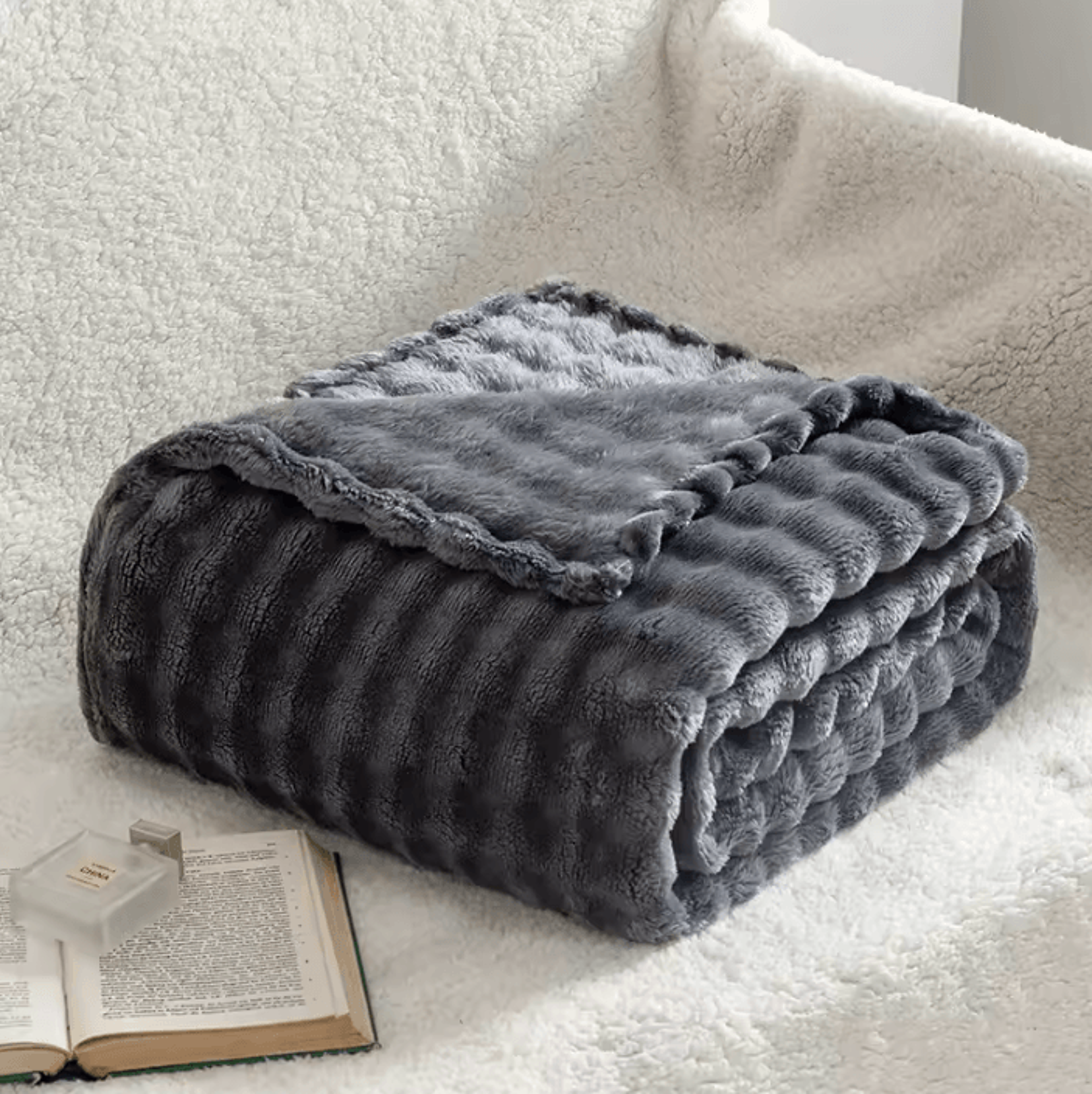 Sage Green Fleece Bubble Throw Blanket 6