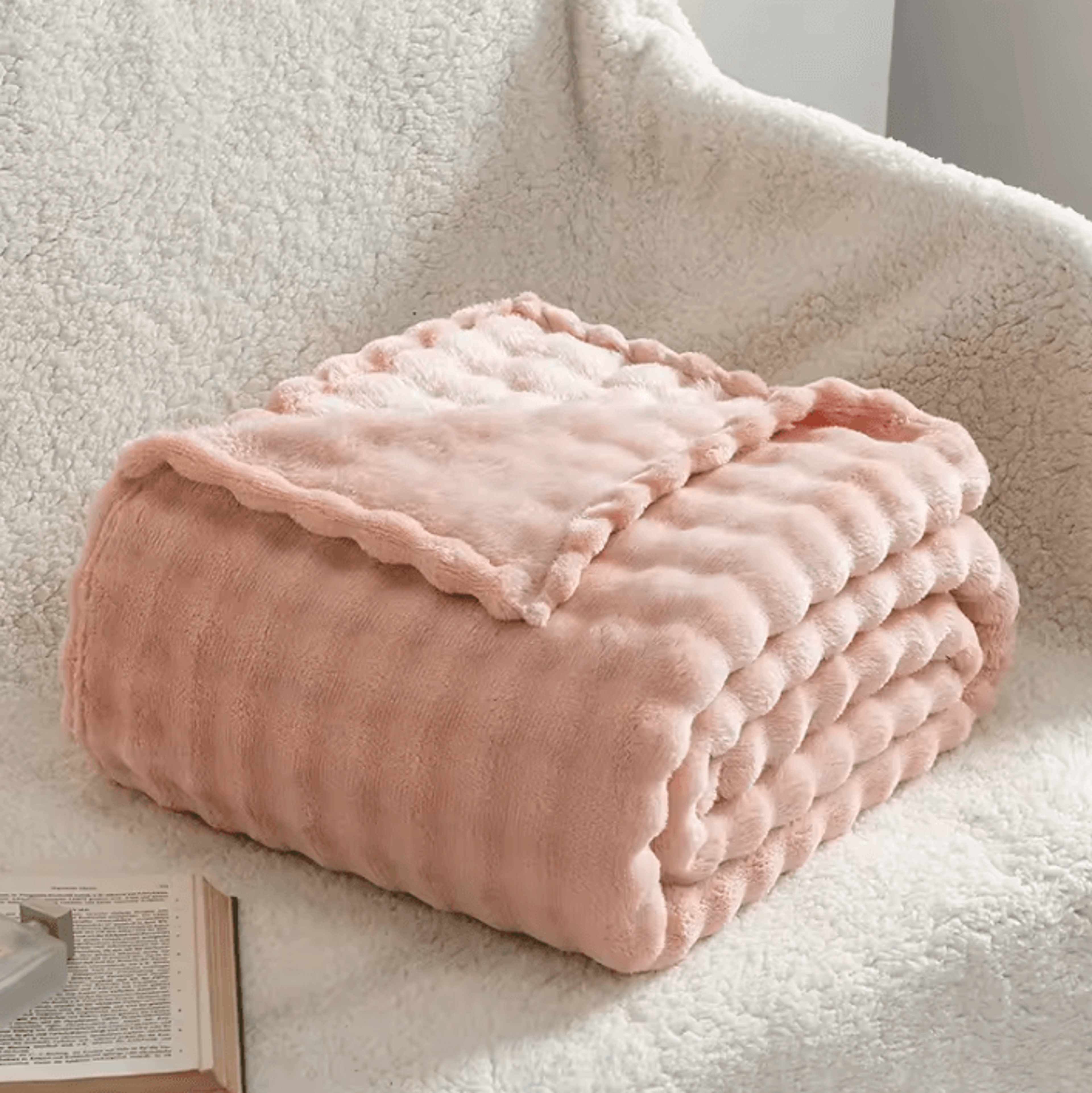 Sage Green Fleece Bubble Throw Blanket 9