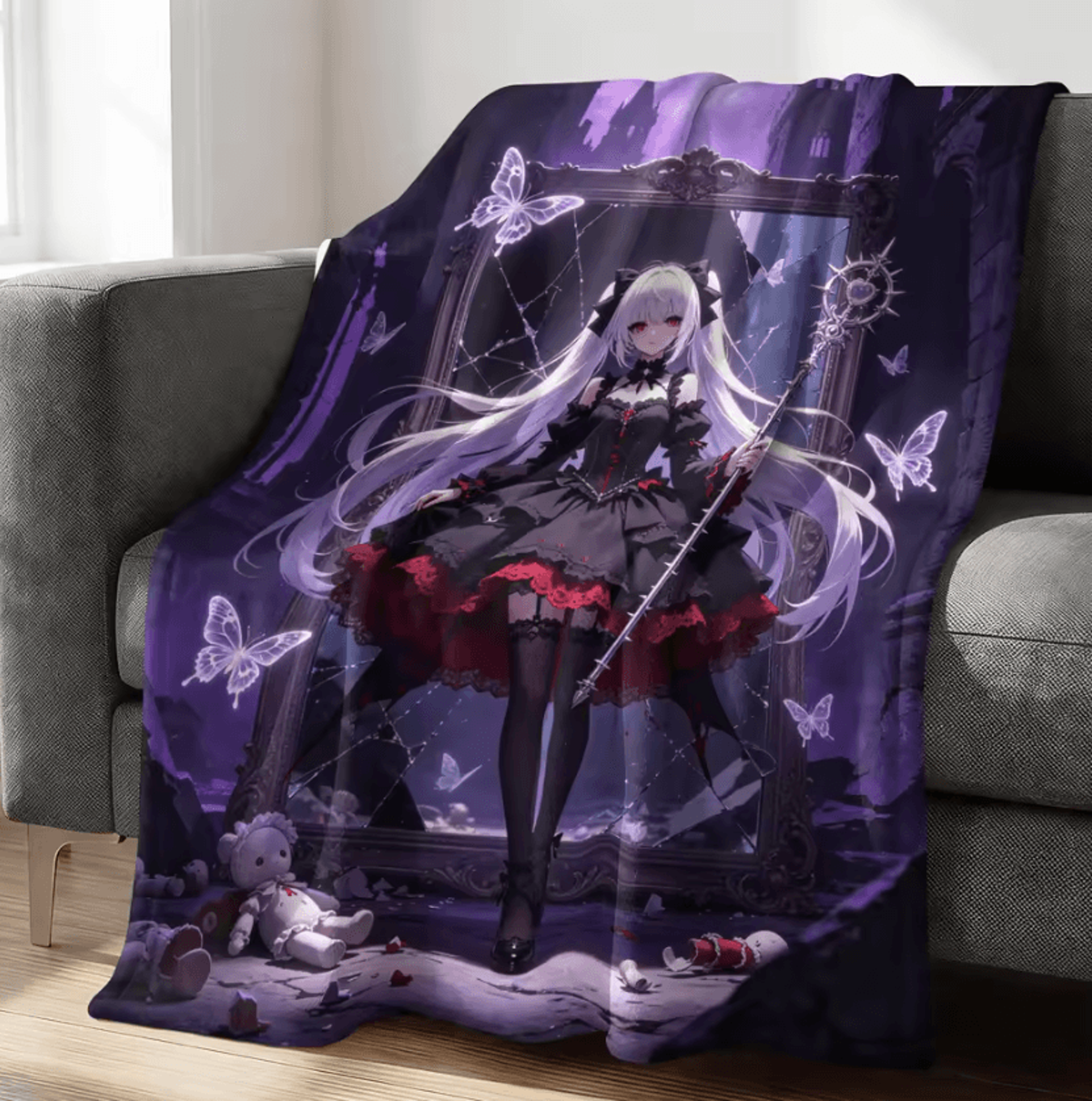 Hatsune Miku Crayon Style Flannel Throw Blanket 9