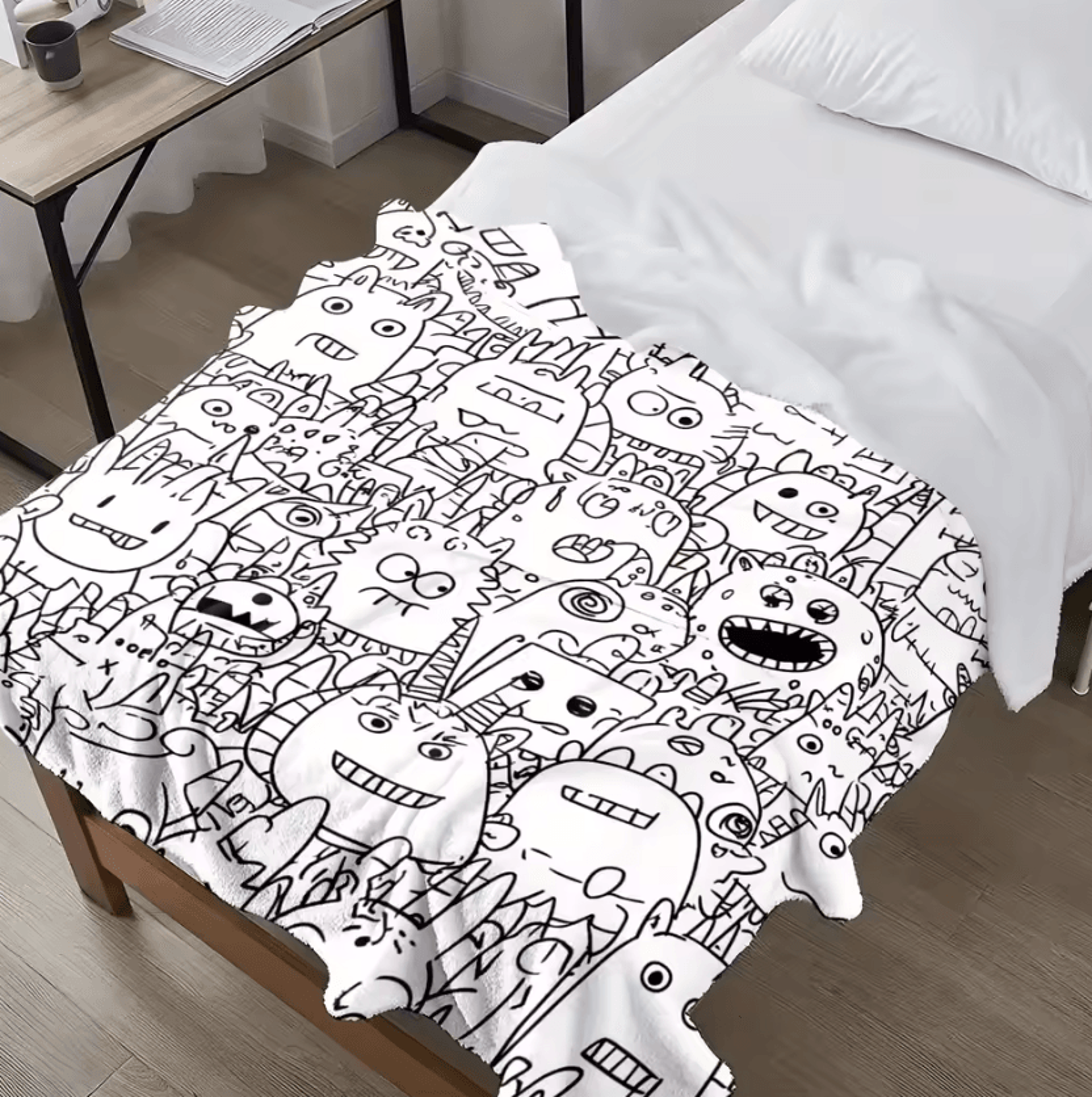 Cartoon Monsters Flannel Throw Blanket 1