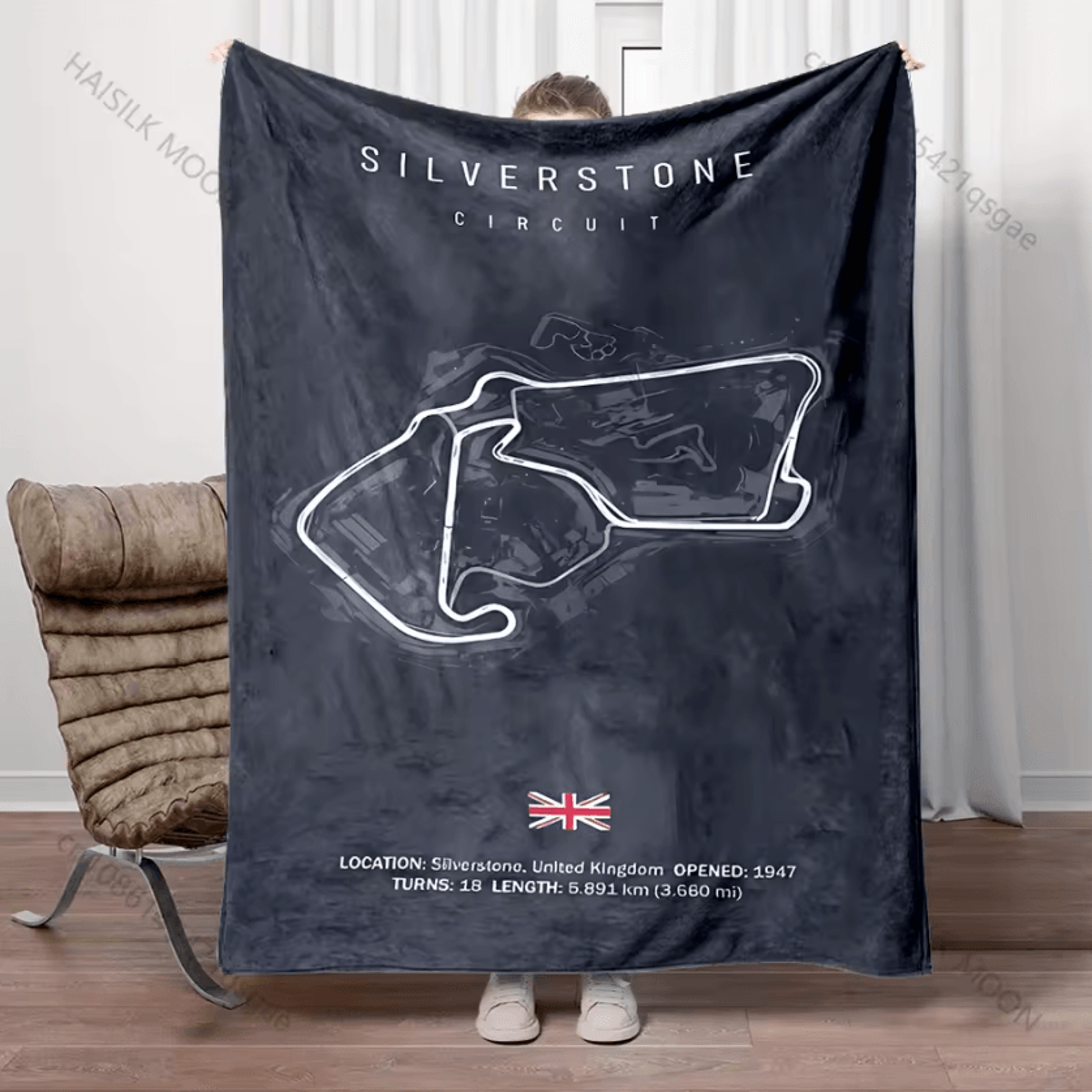 Formula Racing Track Print Throw Blanket 5