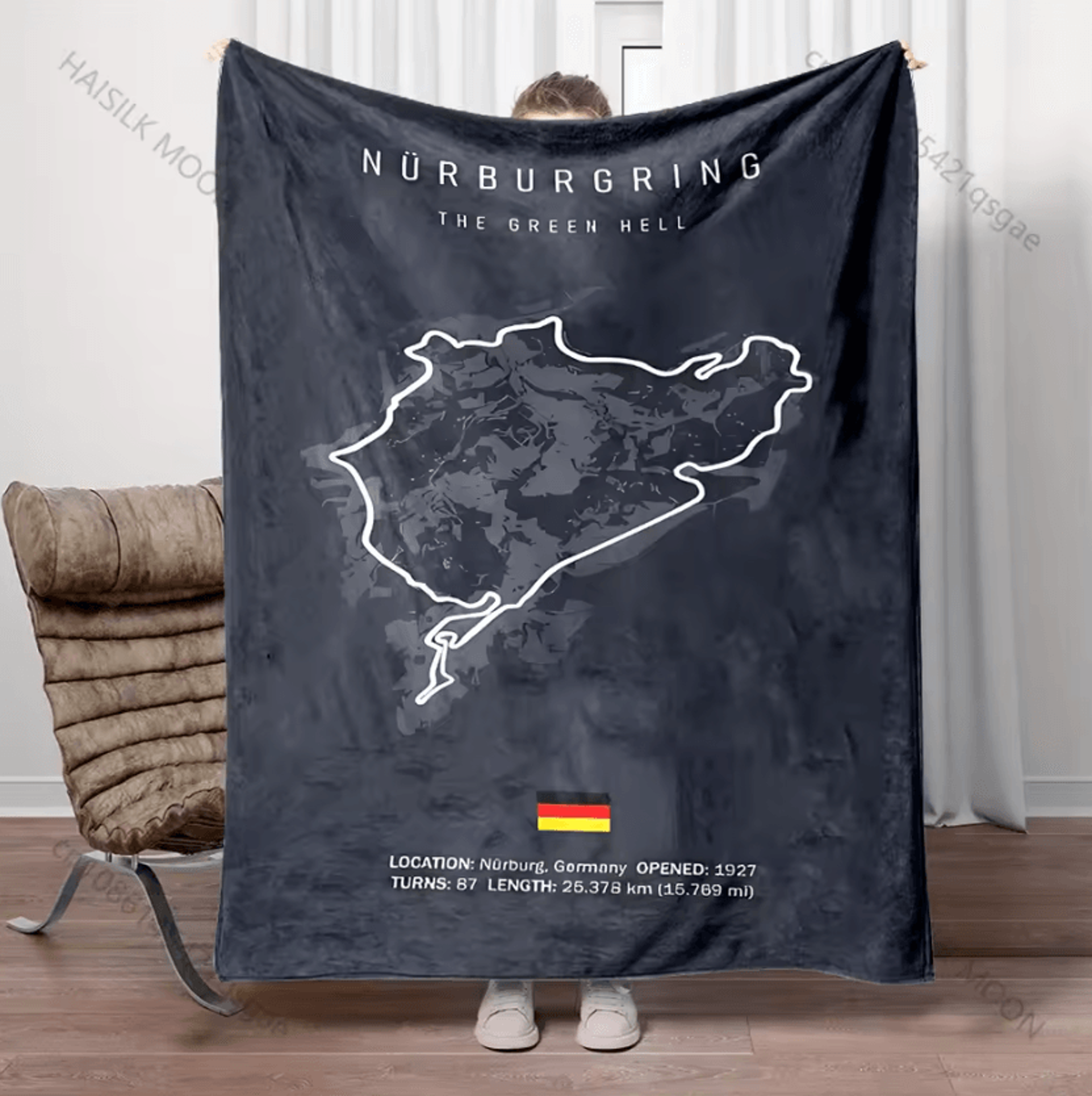 Formula Racing Track Print Throw Blanket 3