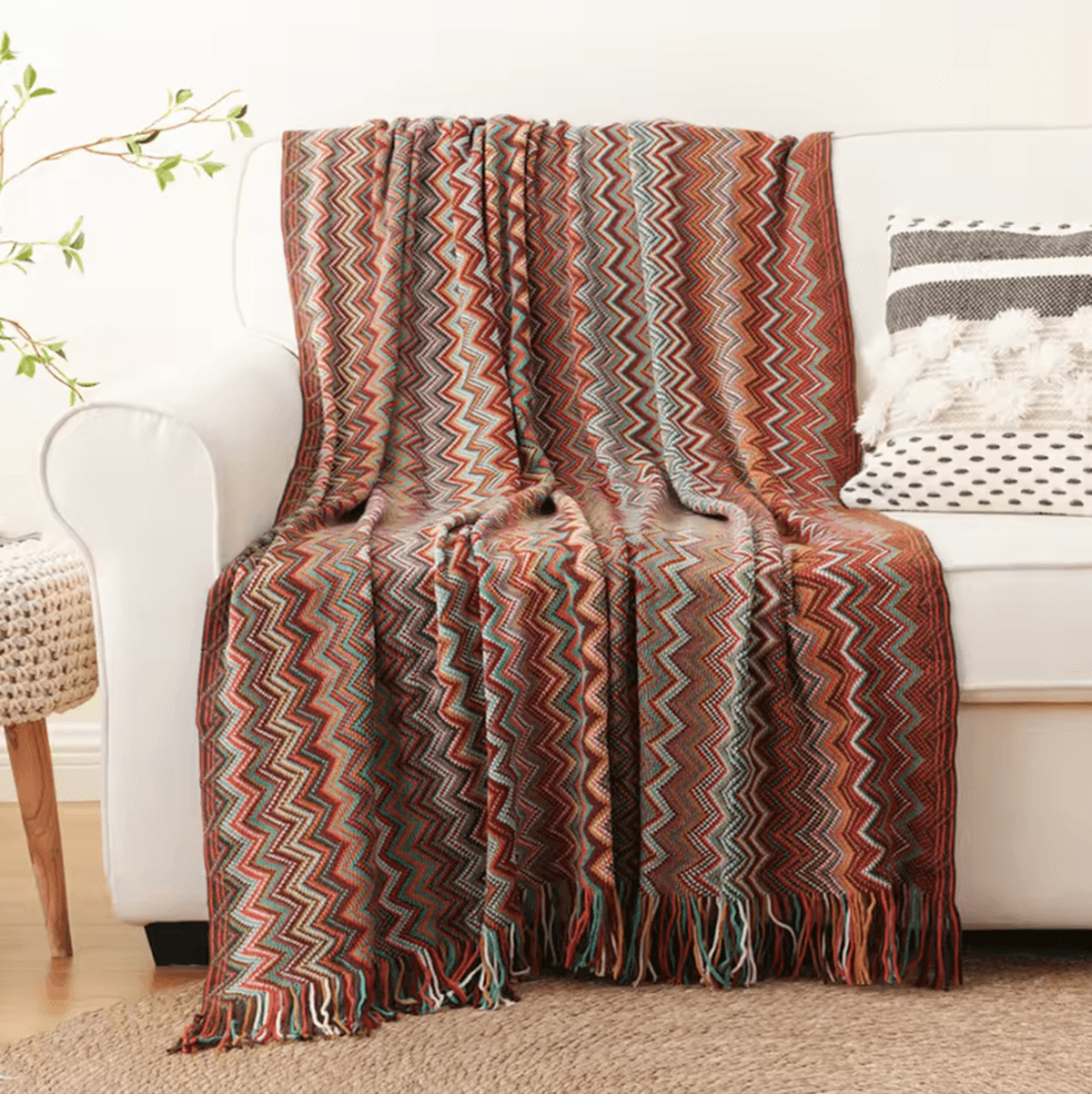 Battilo Boho Knitted Throw Blanket With Tassels 1
