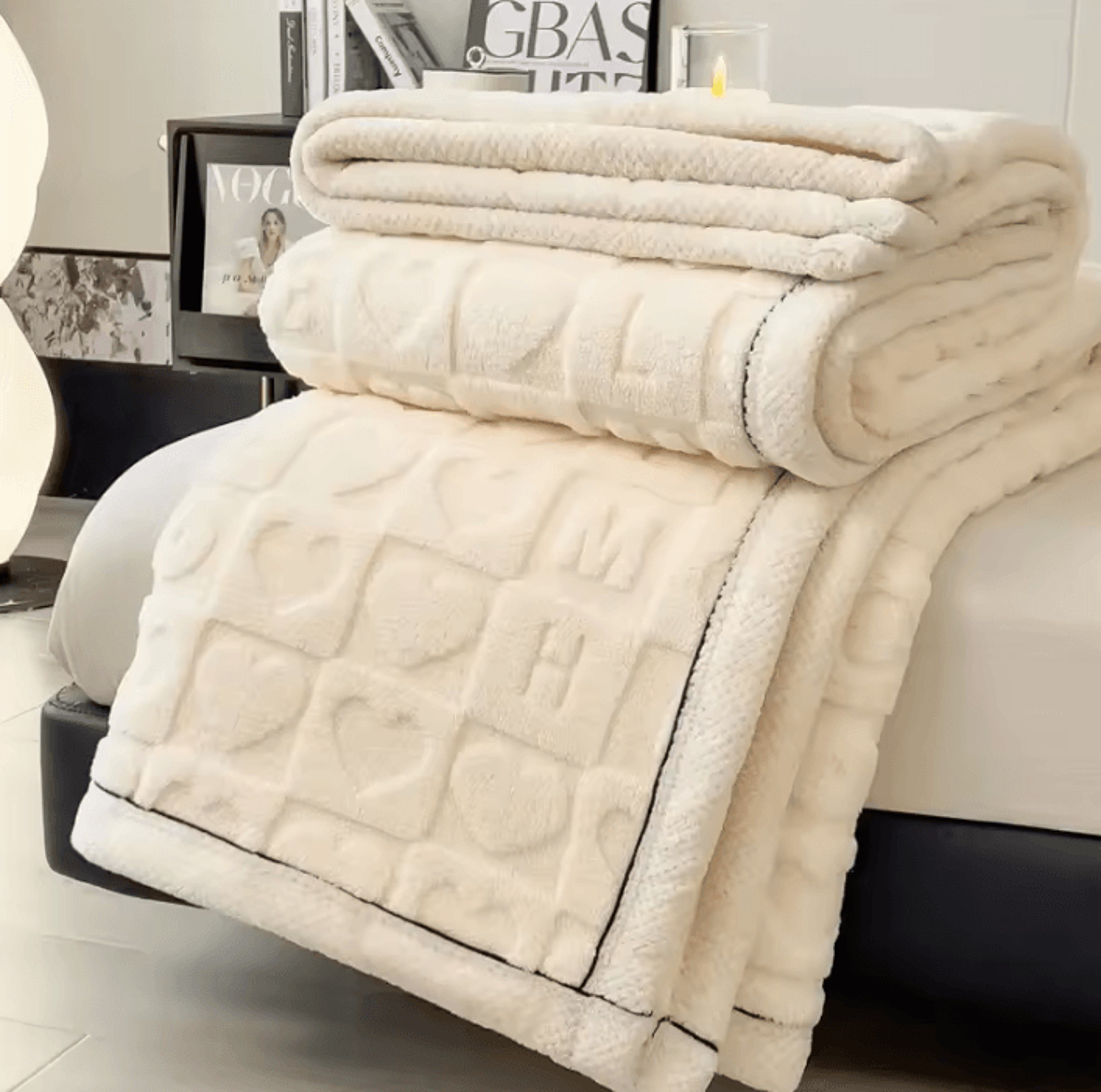 3D Heart Coral Fleece Throw Blanket 3