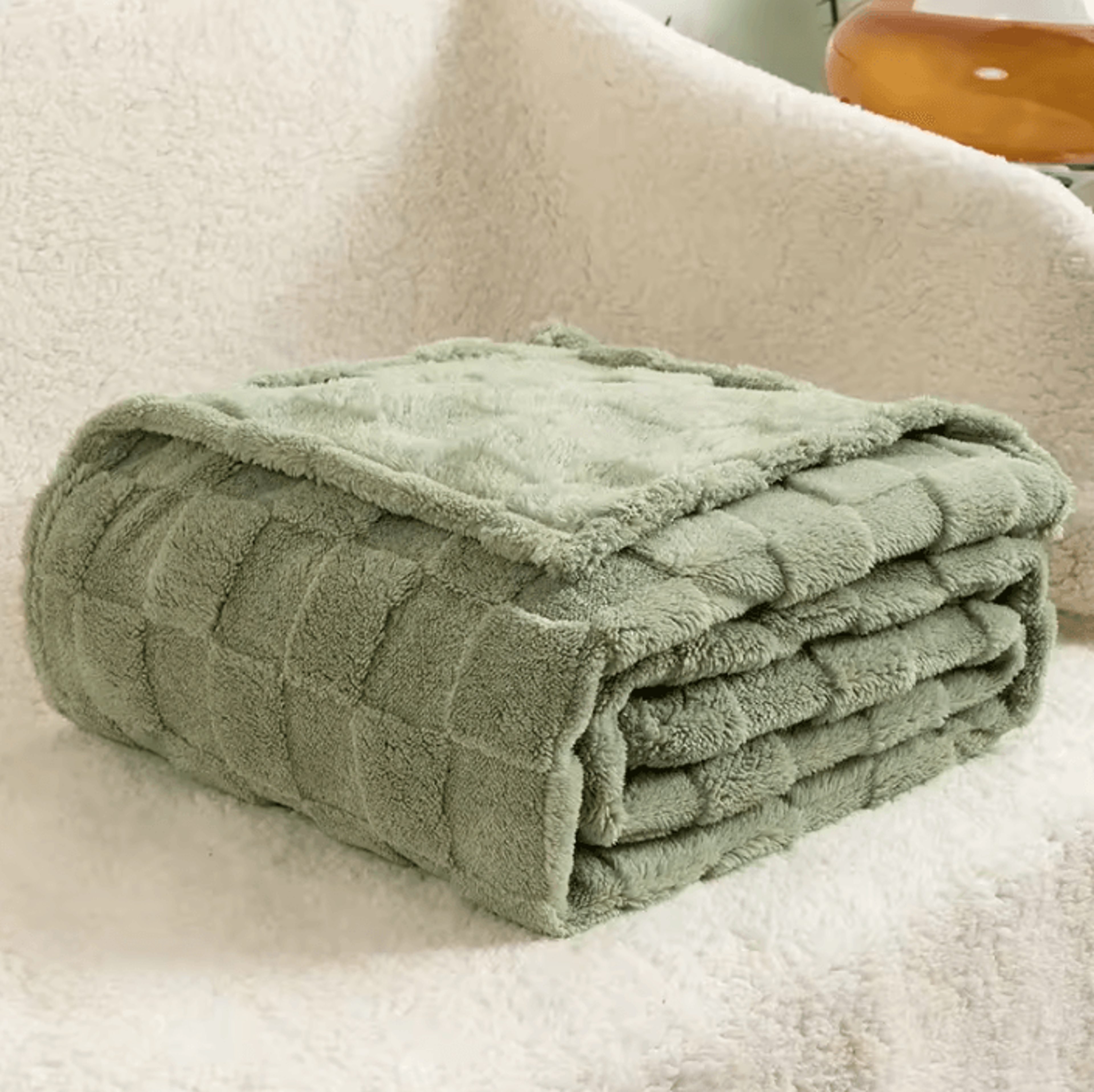 Thickened Green Lamb Fleece Winter Throw Blanket 1