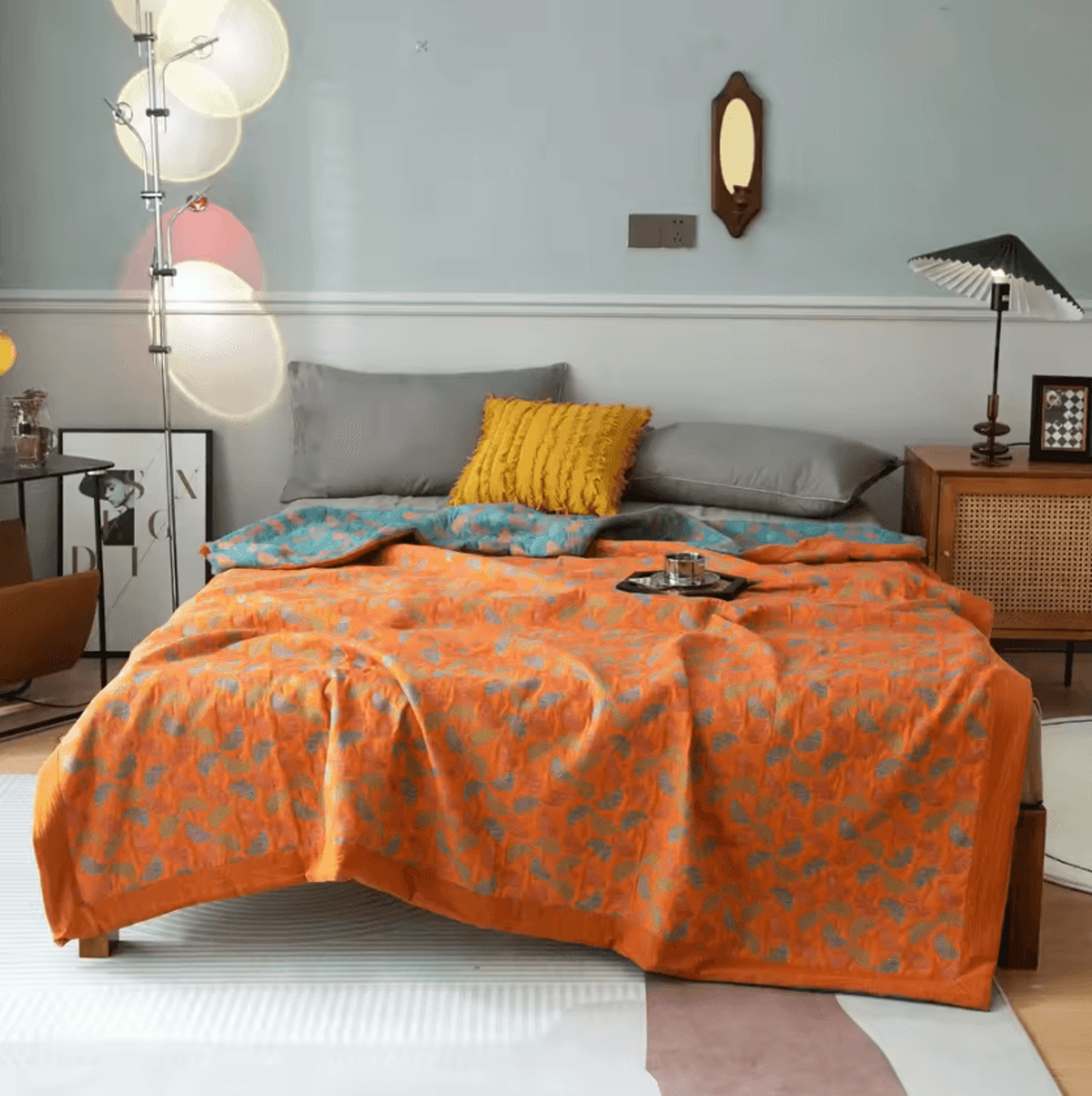 Ethnic Jacquard Cotton Gauze Bedspread Blanket 4