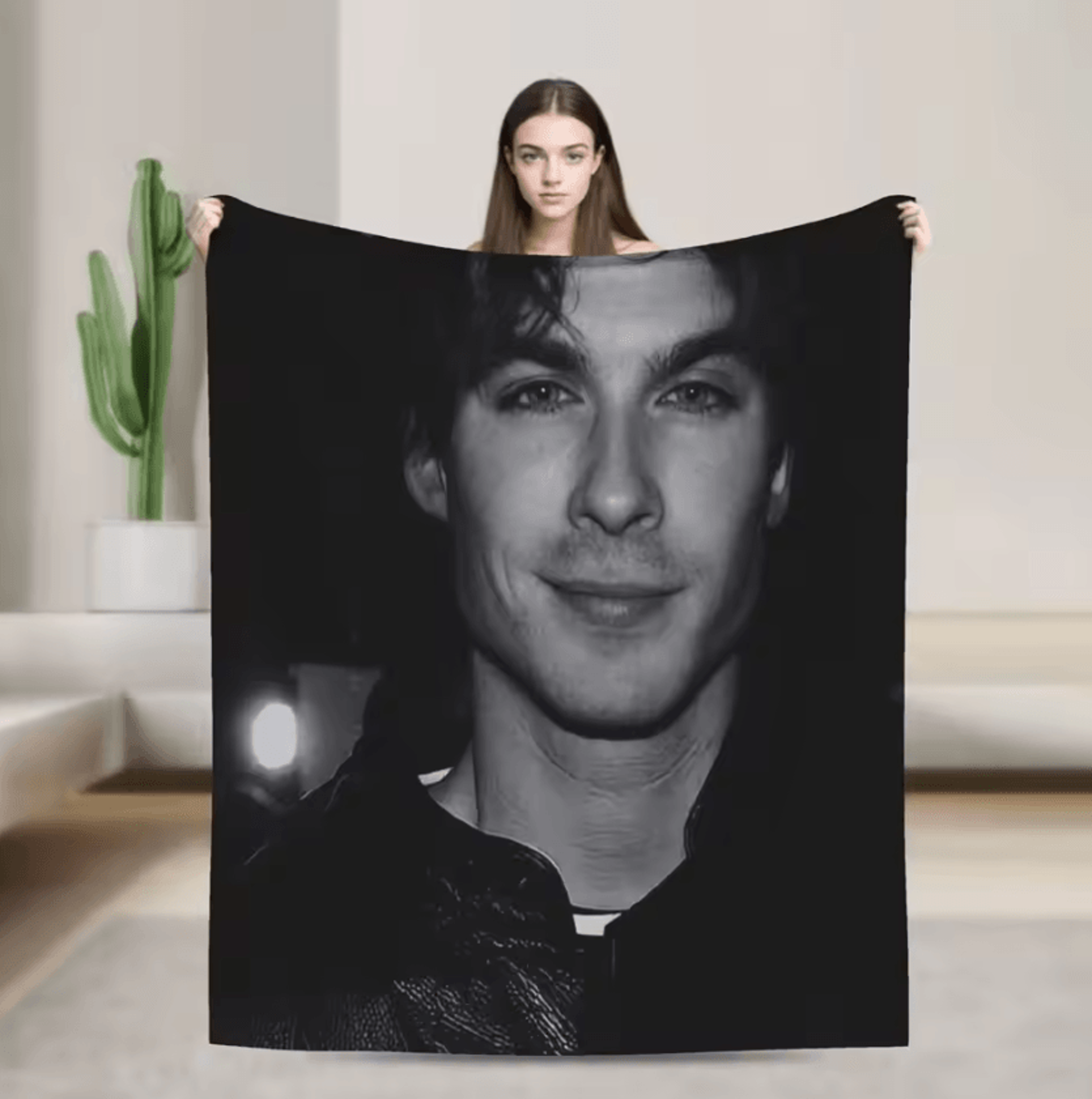 Damon Salvatore Vampire Diaries Fleece Throw Blanket 5