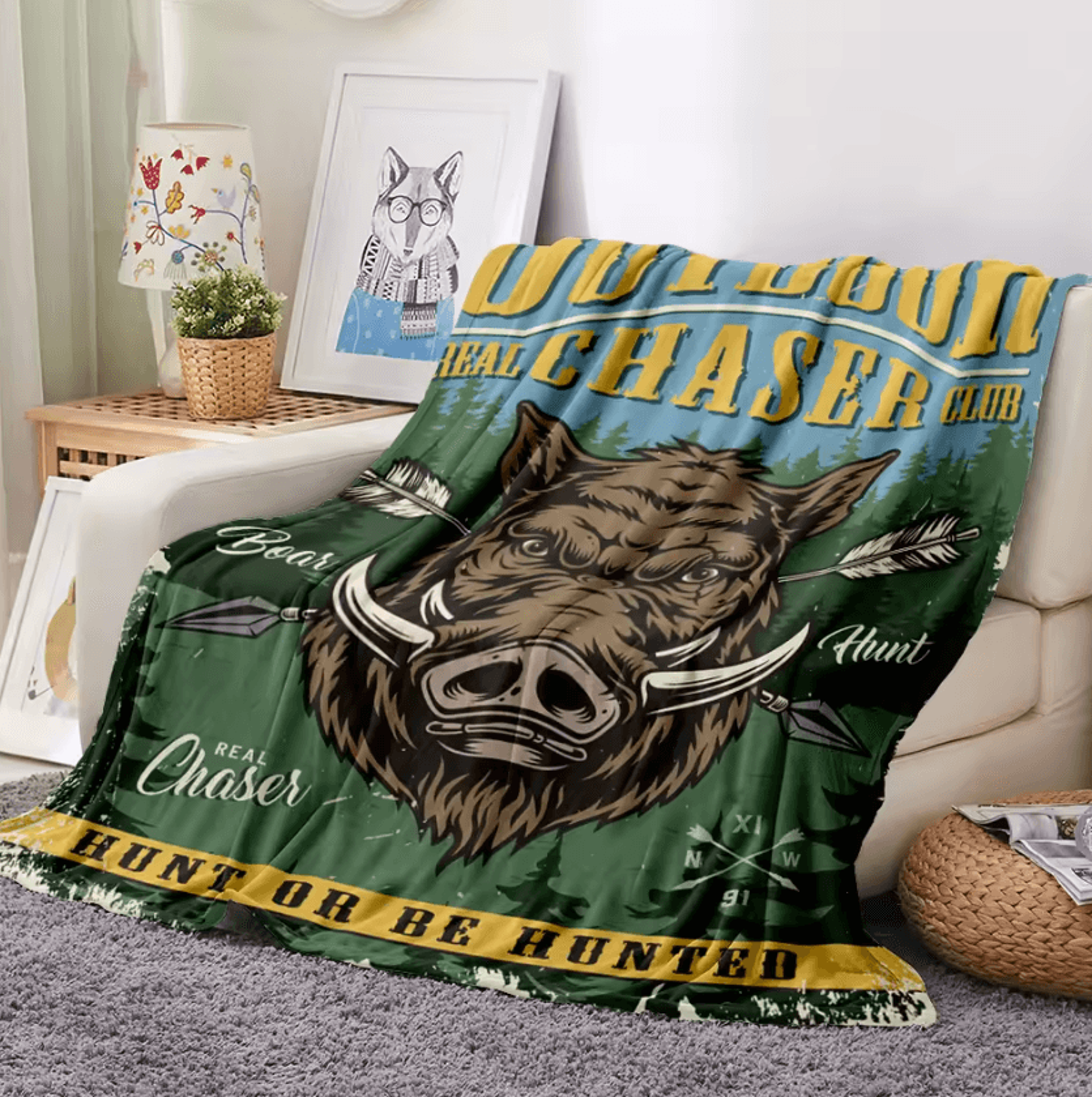 American Retro Landscape Flannel Throw Blanket 5