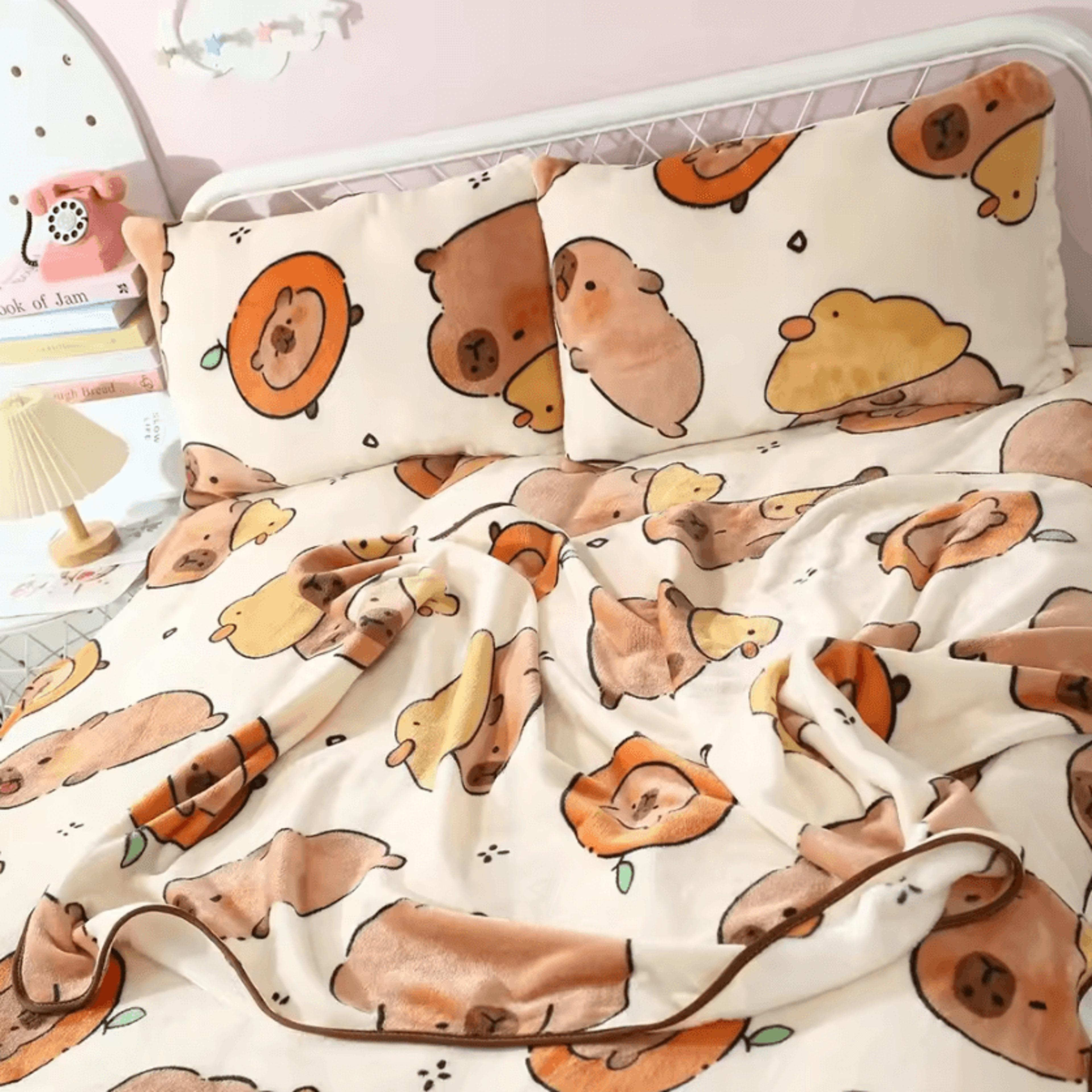 Cute Capybara Flannel Throw Blanket 2