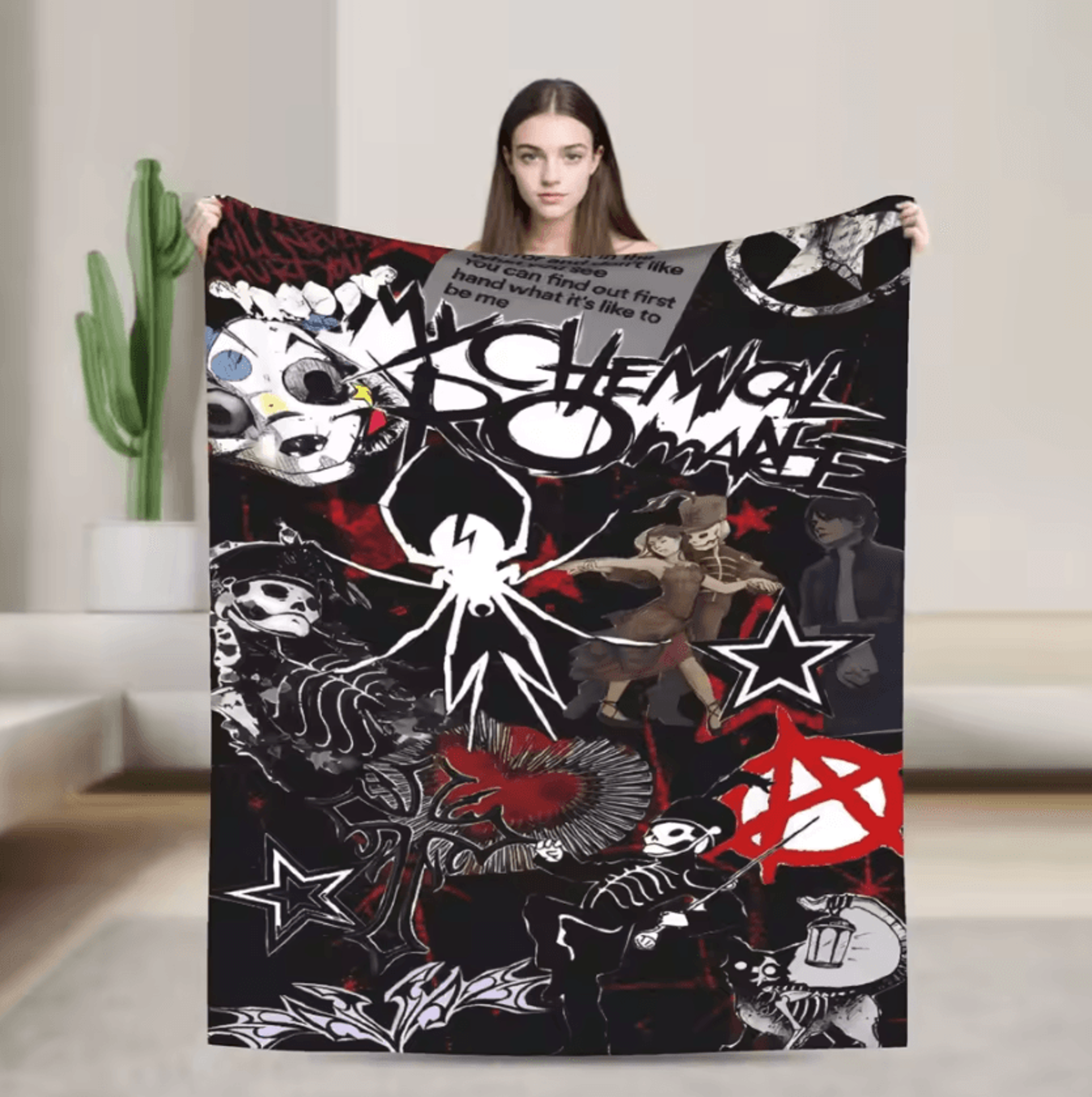 My Chemical Romance Rock Band Flannel Throw Blanket 4