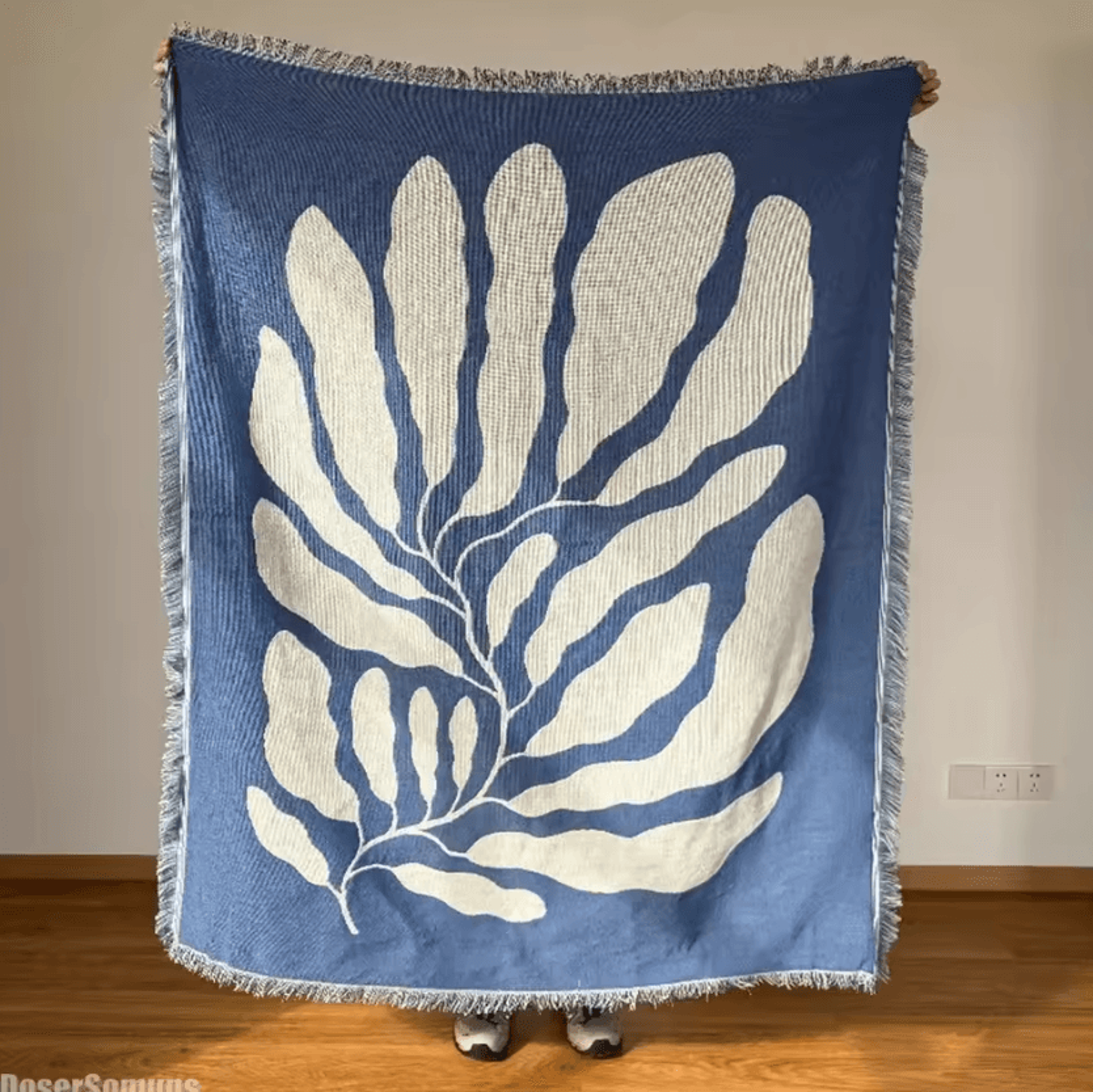 Blue American Country Tassel Sofa Throw Blanket 0