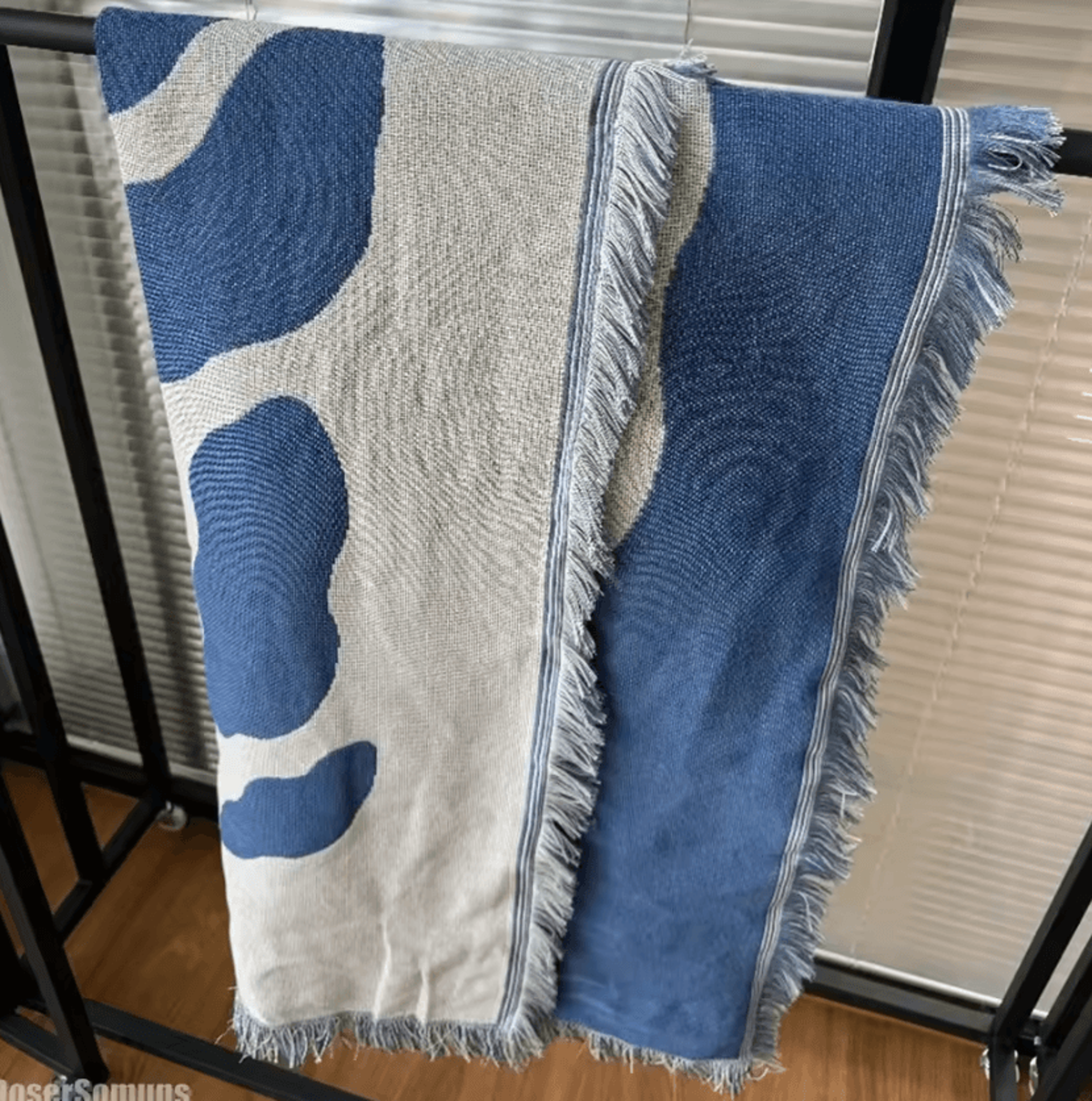 Blue American Country Tassel Sofa Throw Blanket 3