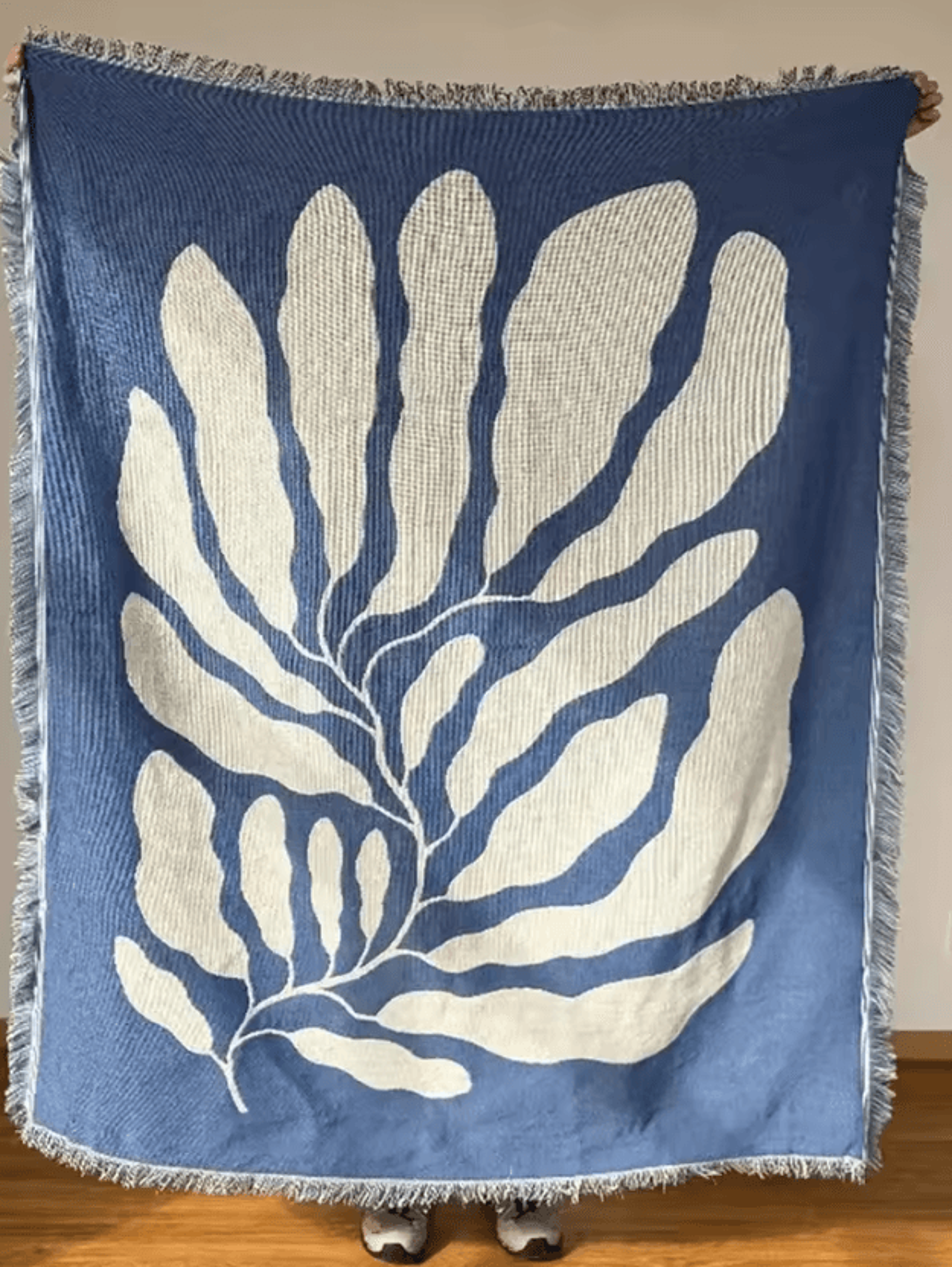 Blue American Country Tassel Sofa Throw Blanket 4