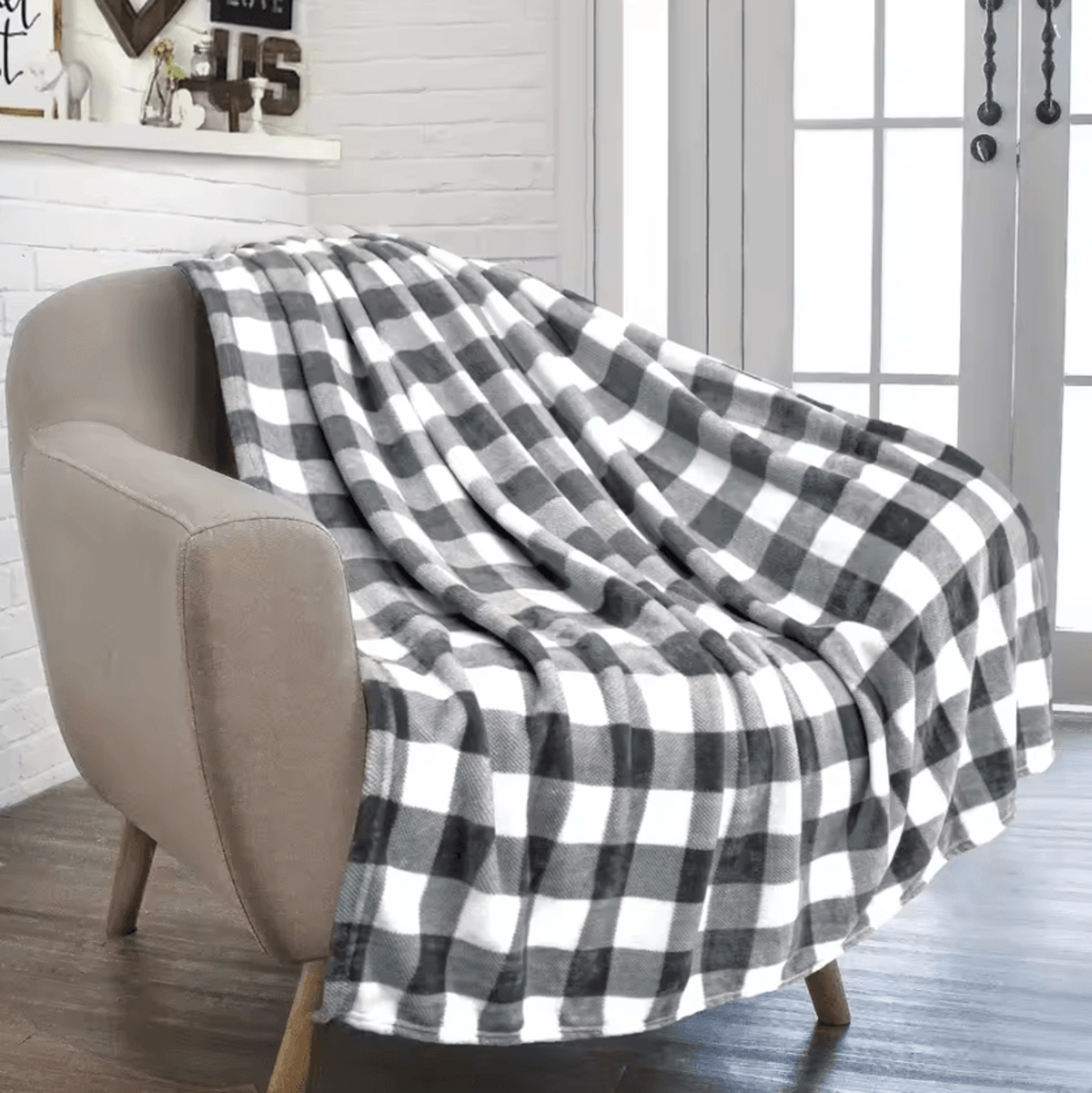 Black And Red Plaid Flannel Throw Blanket 6
