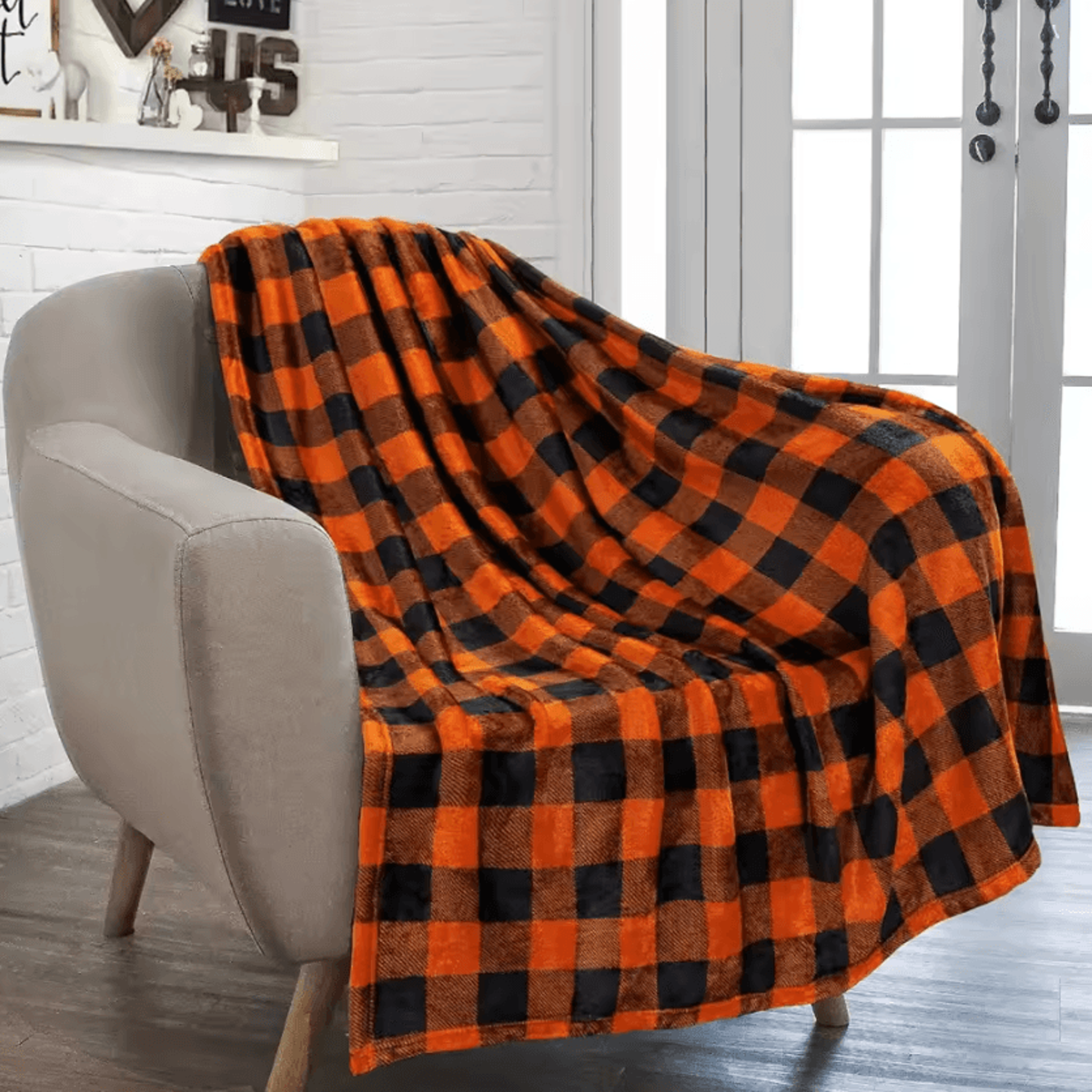 Black And Red Plaid Flannel Throw Blanket 7